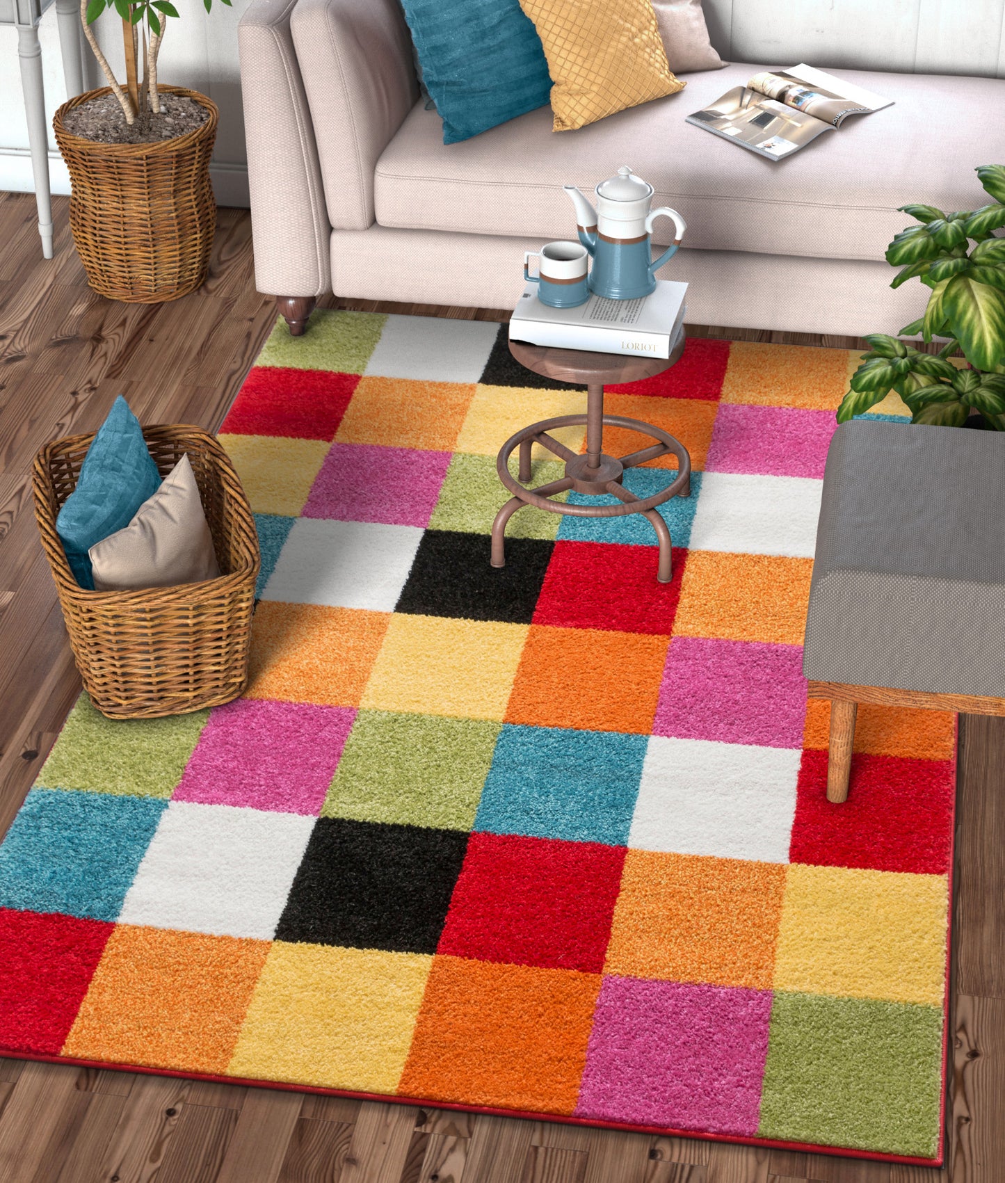 Starbright Bright Square Multi Kids Rug 0953