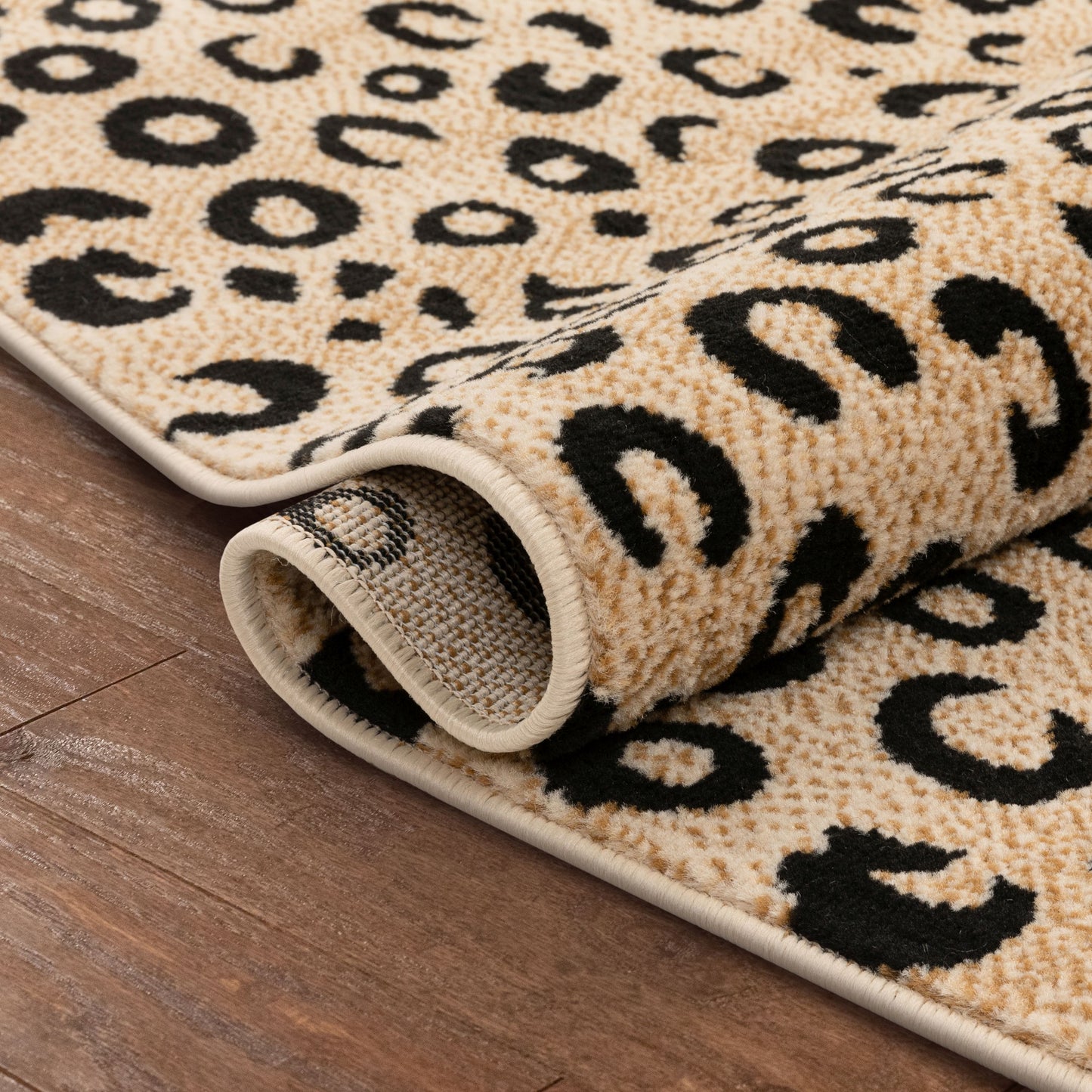 Leopard Black Animal Print Rug 1953