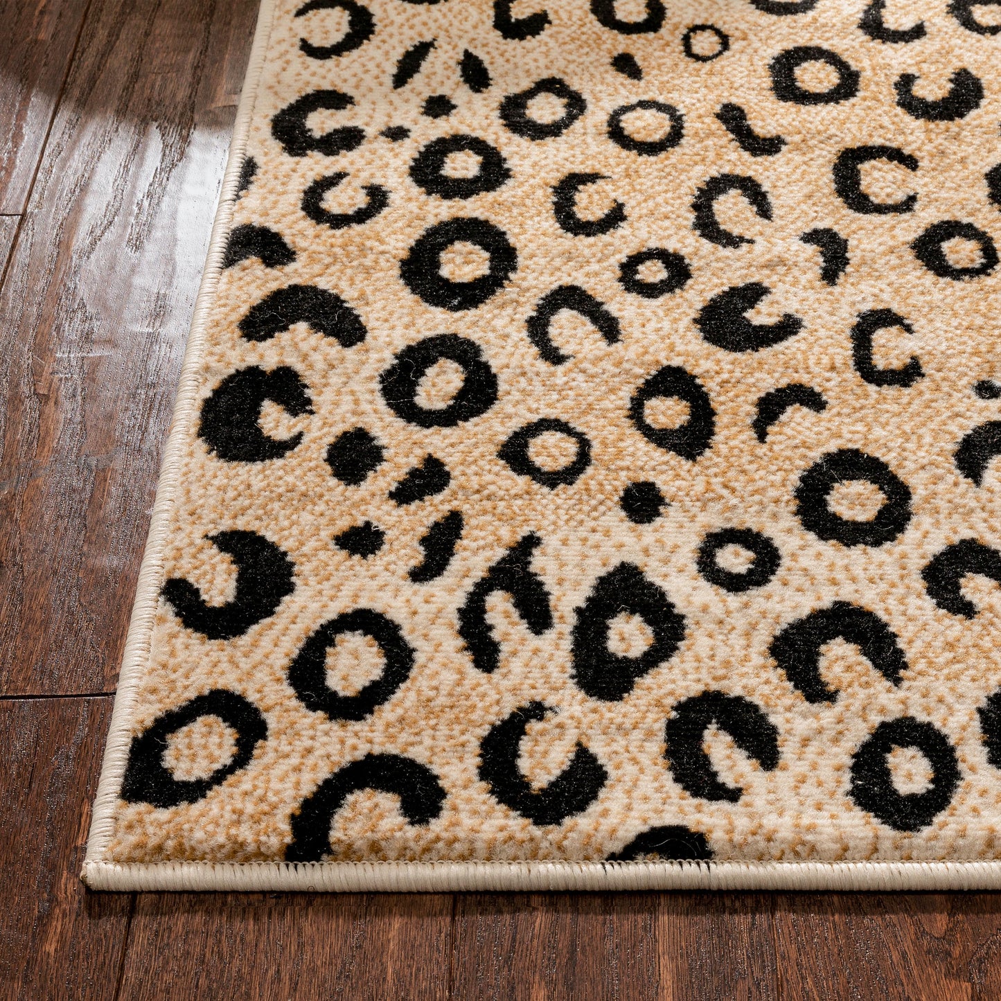 Leopard Black Animal Print Rug 1953