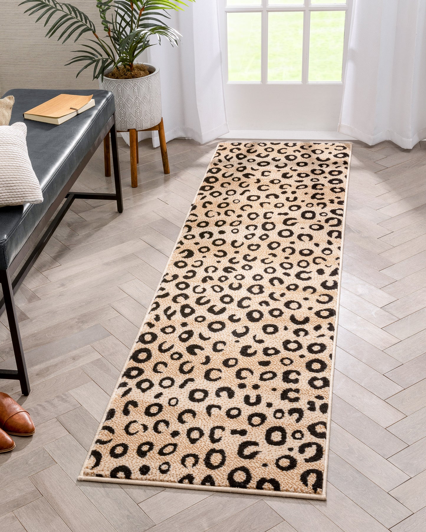 Leopard Black Animal Print Rug 1953
