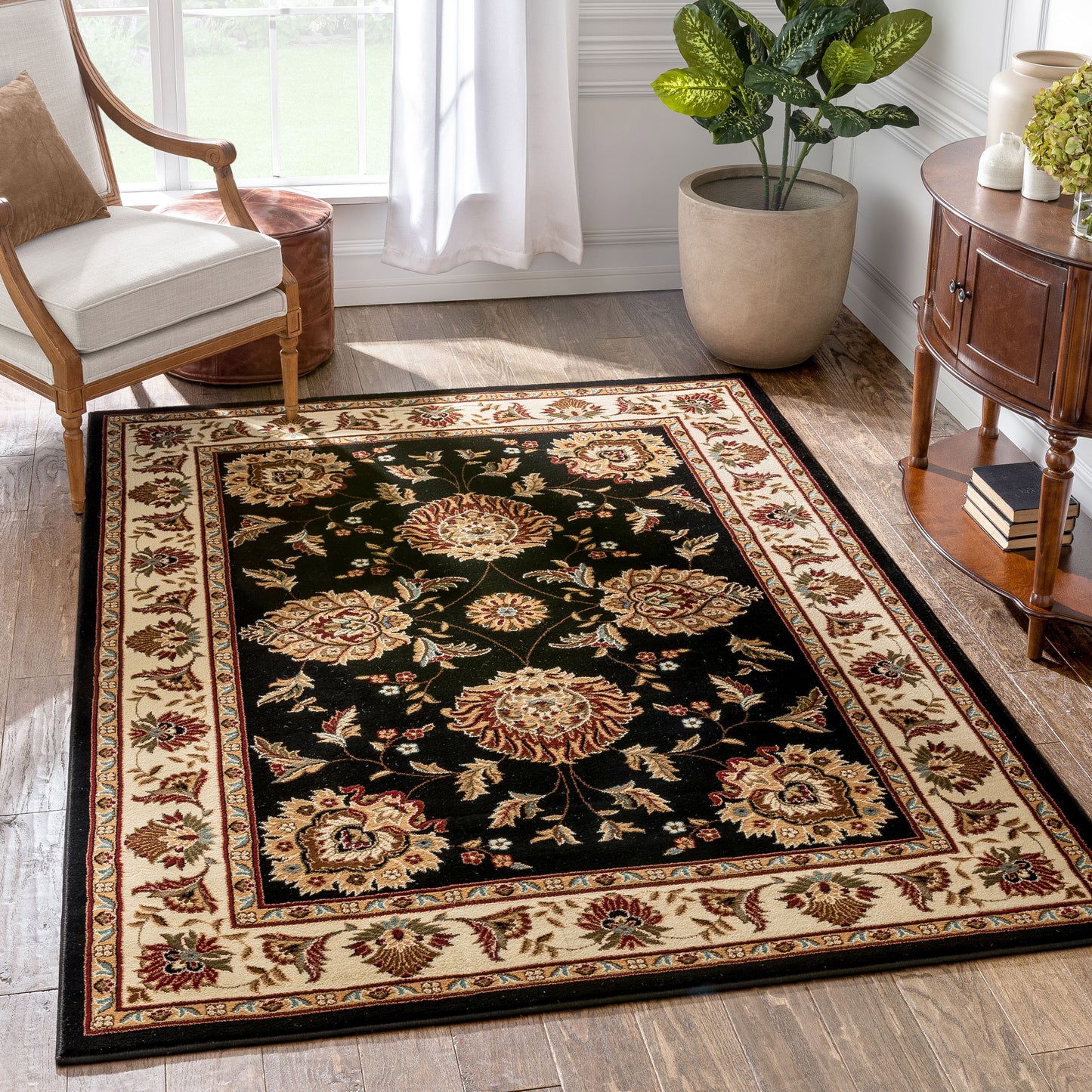 Abbasi Black Traditional Rug 3603