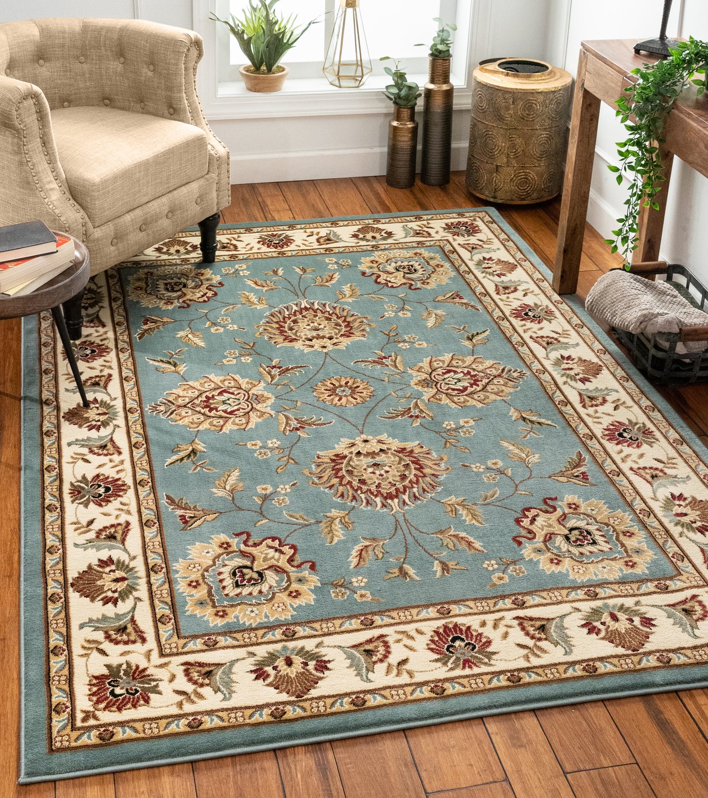 Abbasi Light Blue Traditional Rug 3606
