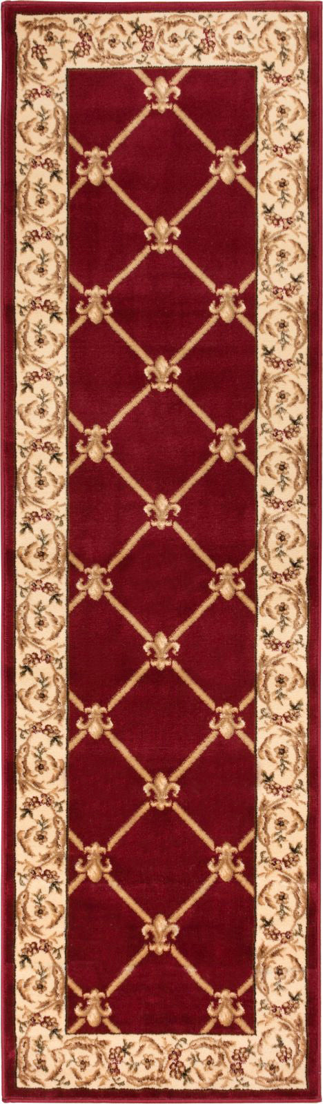 Fleur De Lis Red Formal Rug 3620