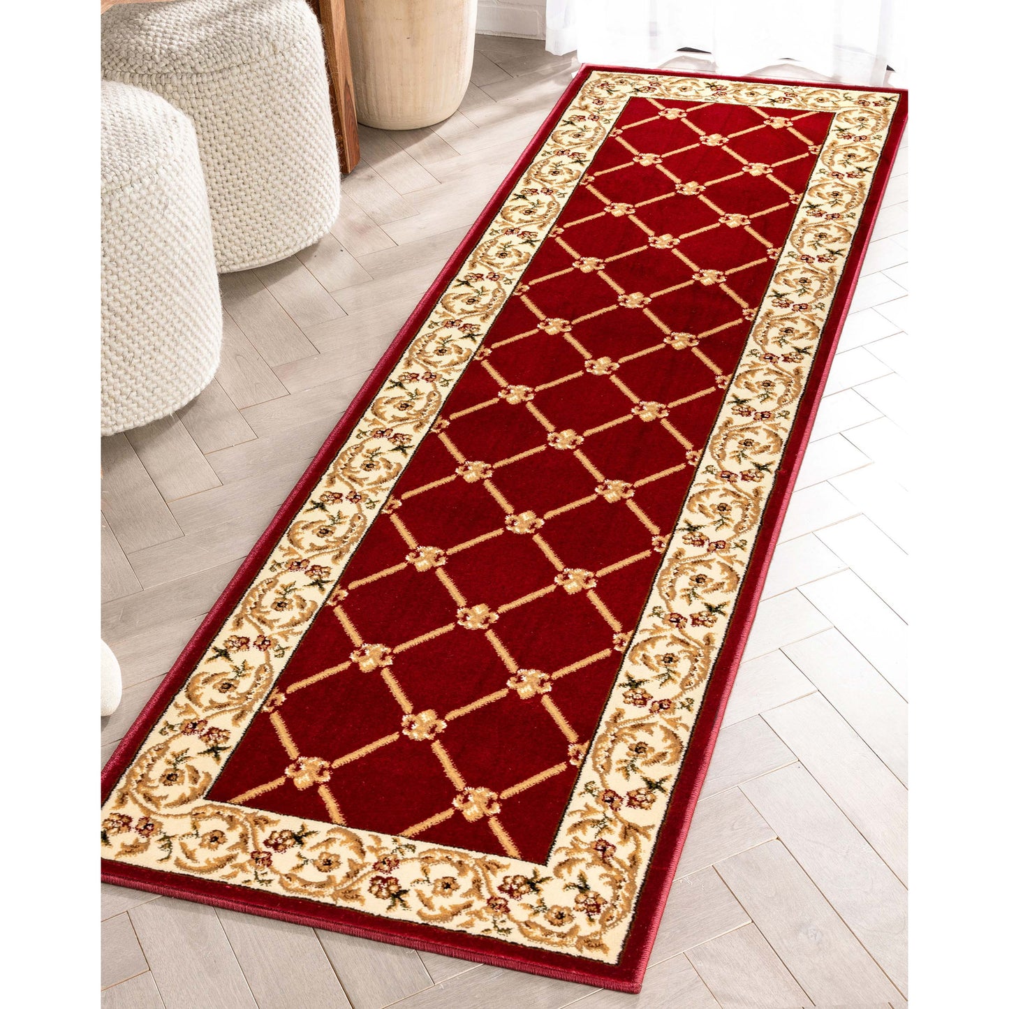 Fleur De Lis Red Formal Rug 3620