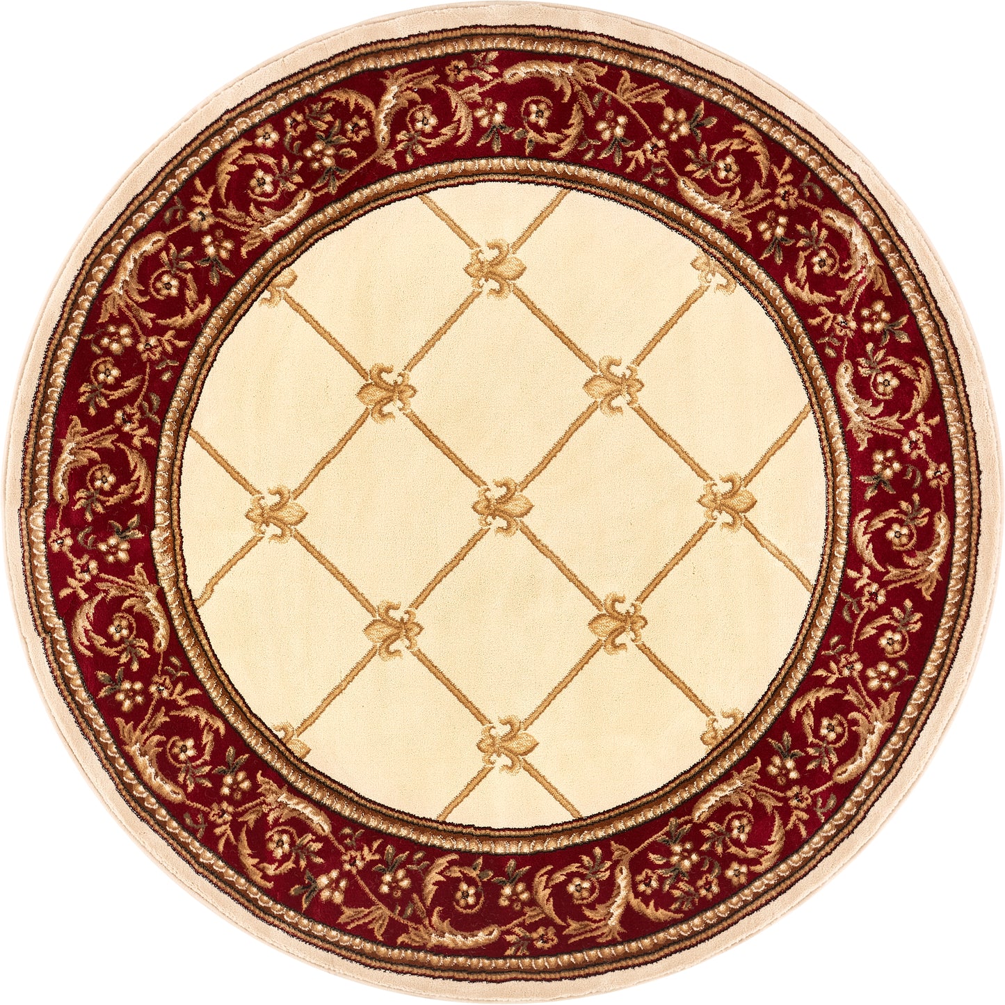 Fleur De Lis Ivory Formal Rug 3622