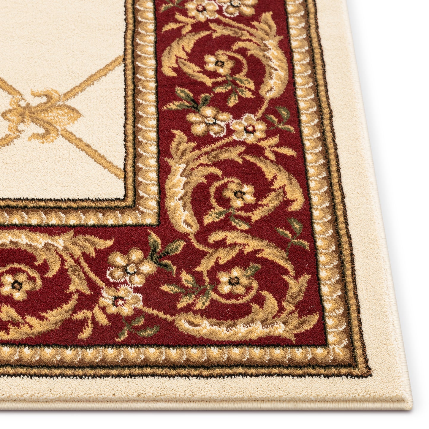 Fleur De Lis Ivory Formal Rug 3622