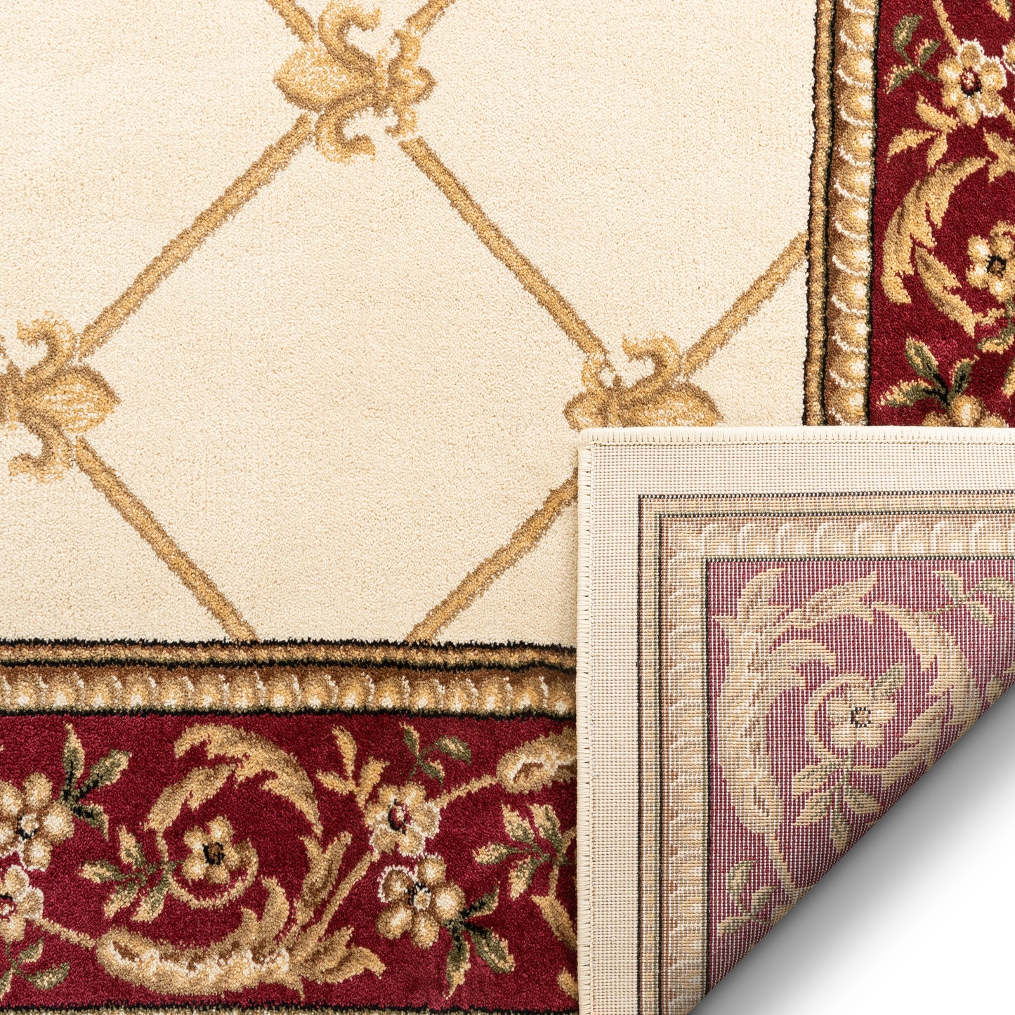 Fleur De Lis Ivory Formal Rug 3622