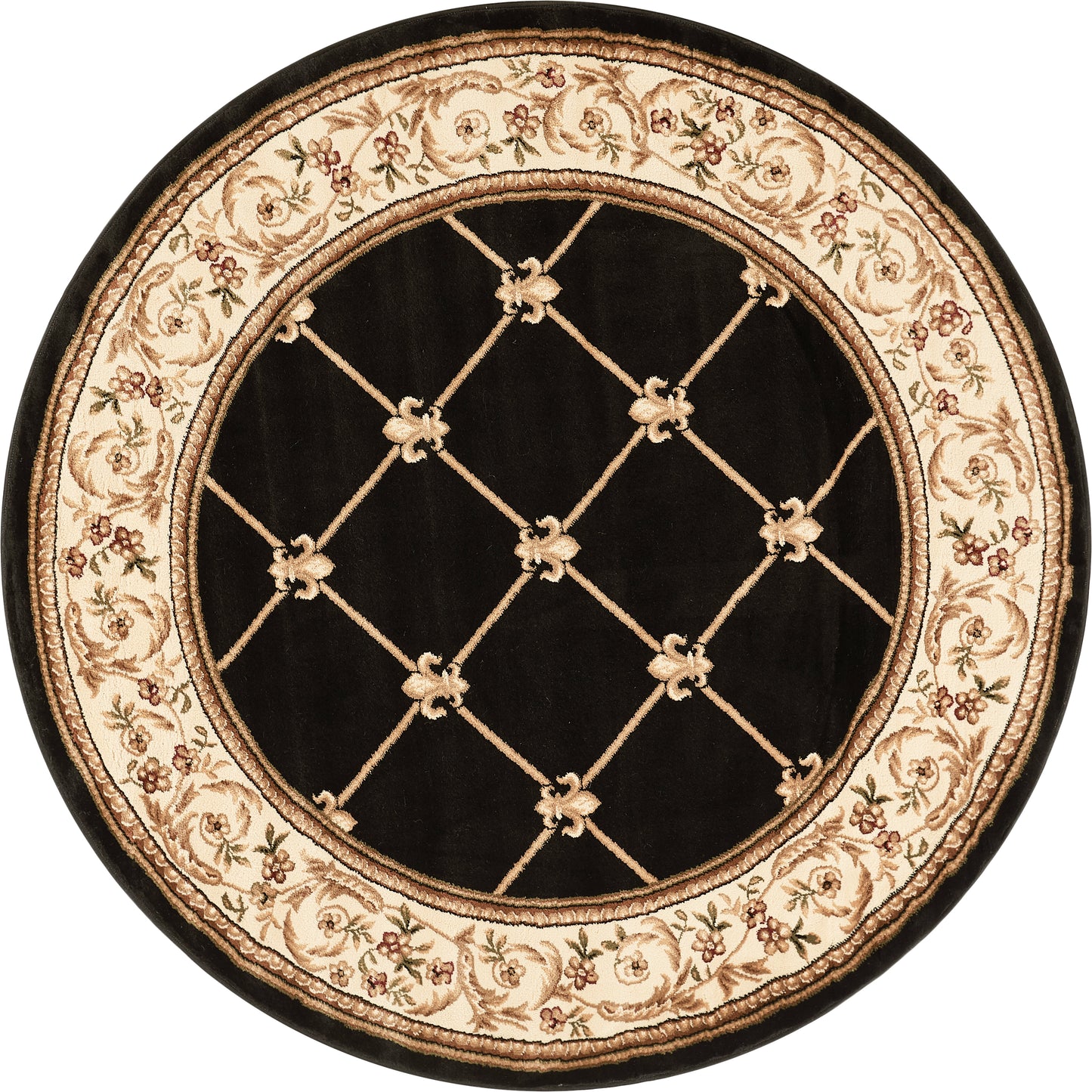 Fleur De Lis Black Formal Rug 3623