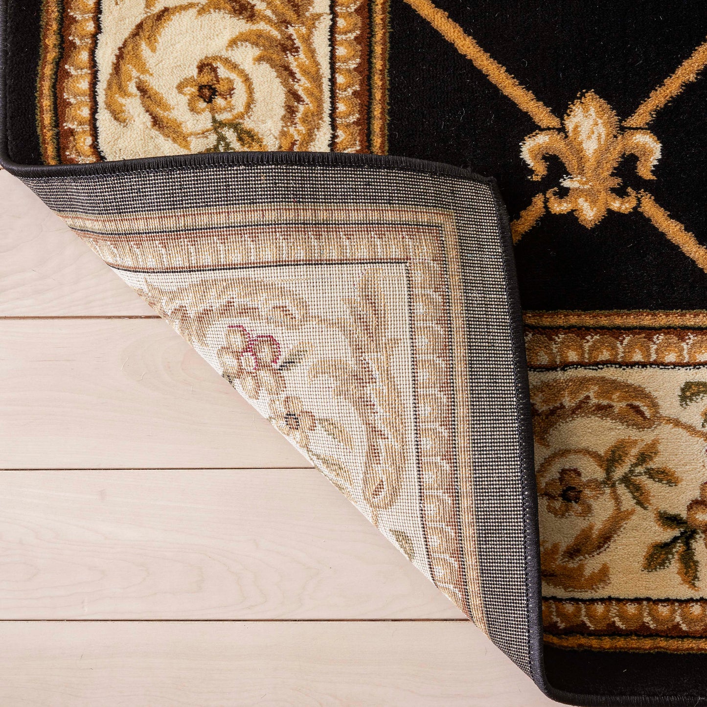 Fleur De Lis Black Formal Rug 3623