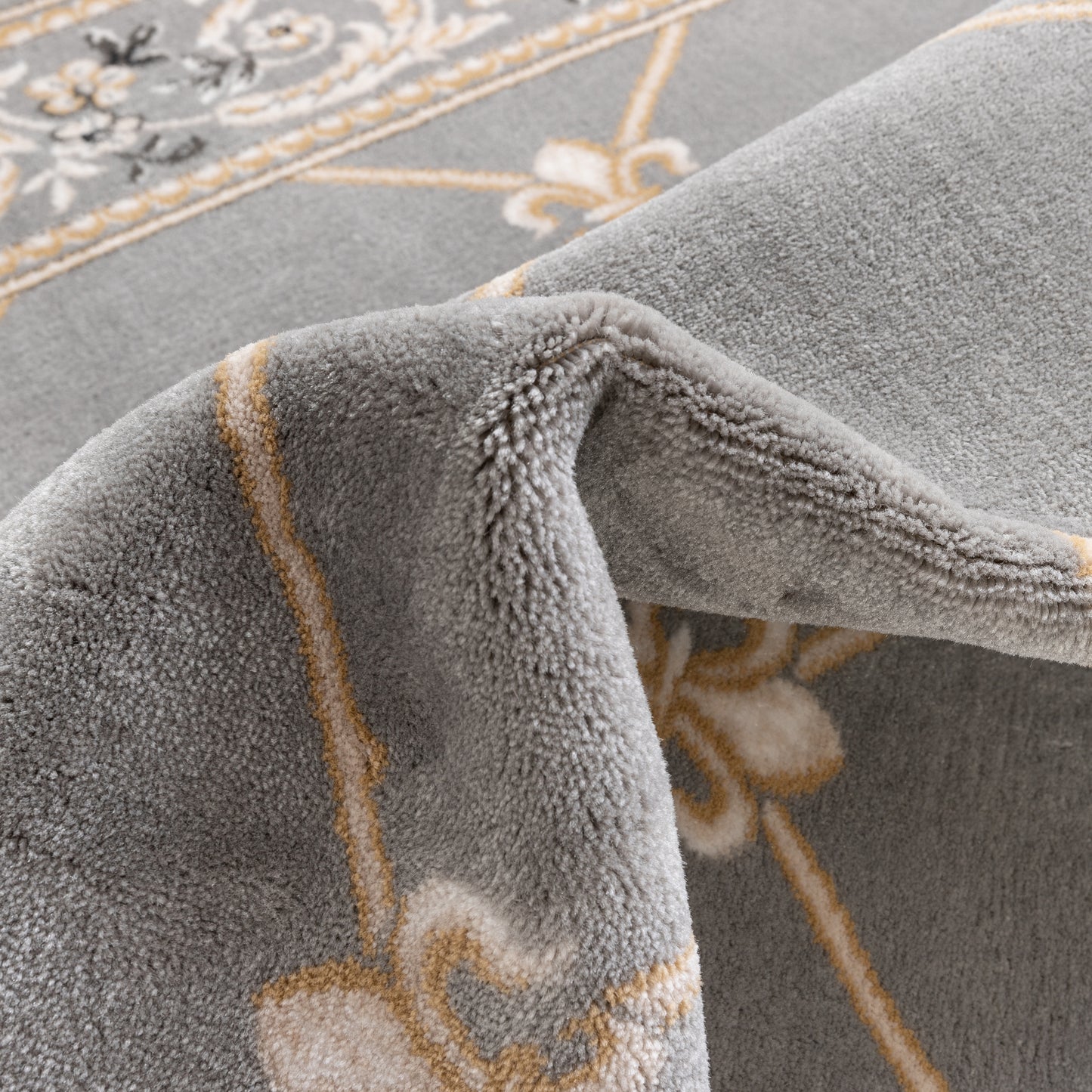 Fleur De Lis Grey Traditional Rug 3628