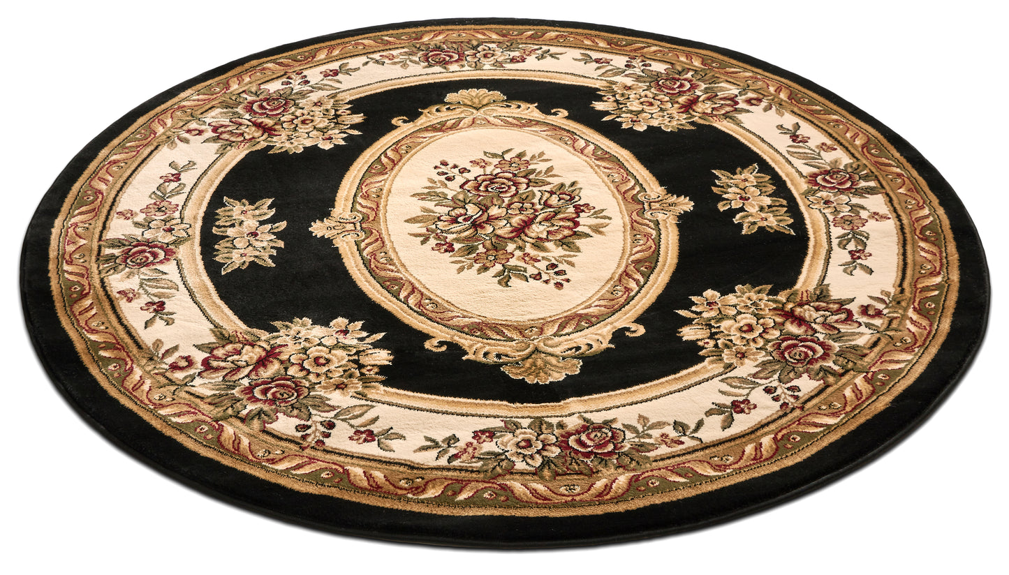 Le Petit Palais Black Traditional Rug 3633