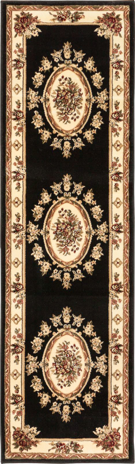 Le Petit Palais Black Traditional Rug 3633