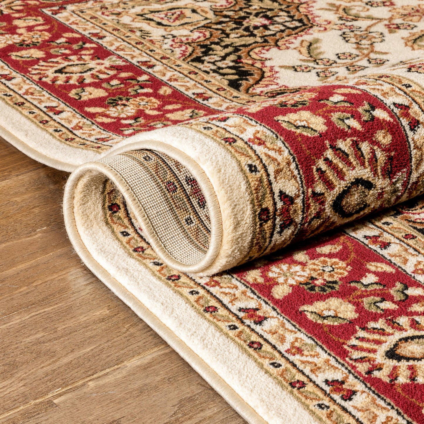Medallion Kashan Ivory Traditional Rug 54102