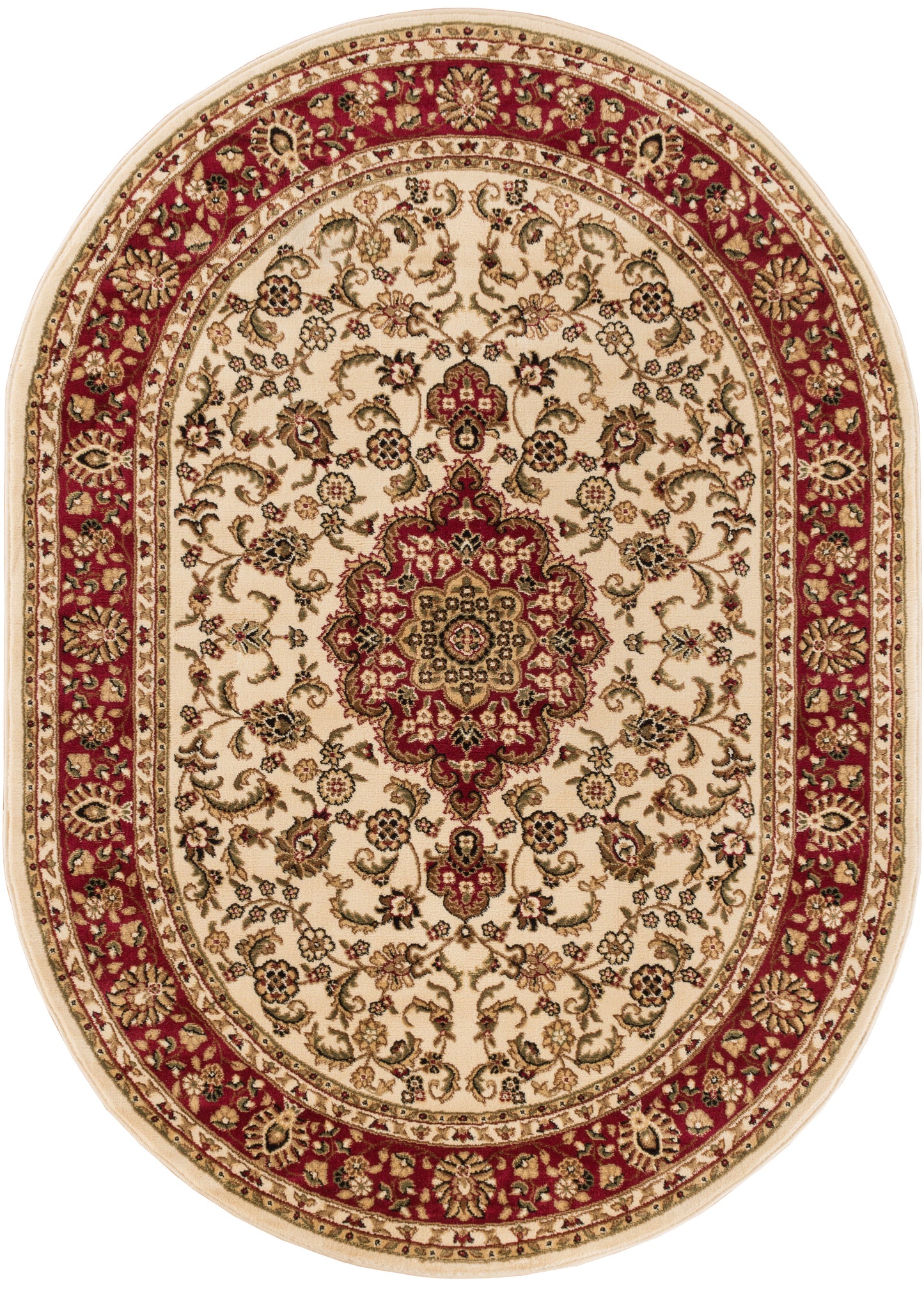 Medallion Kashan Ivory Traditional Rug 54102