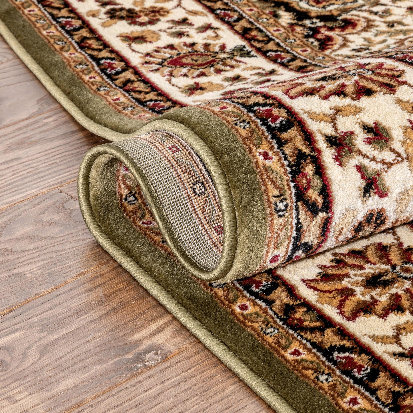 Medallion Kashan Green Traditional Rug 54105