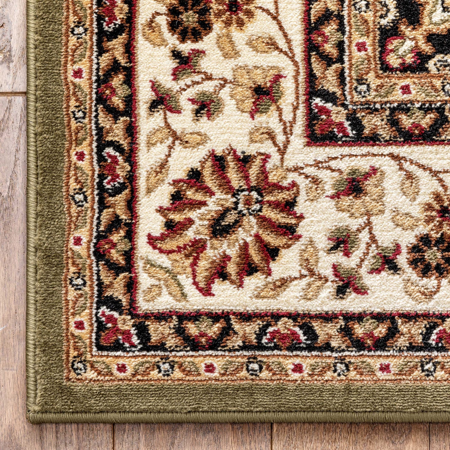 Medallion Kashan Green Traditional Rug 54105