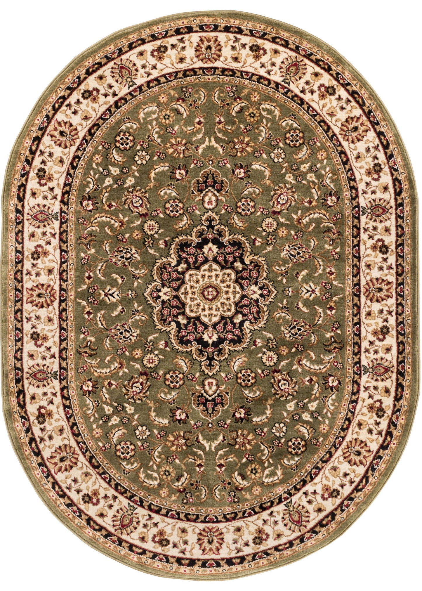 Medallion Kashan Green Traditional Rug 54105