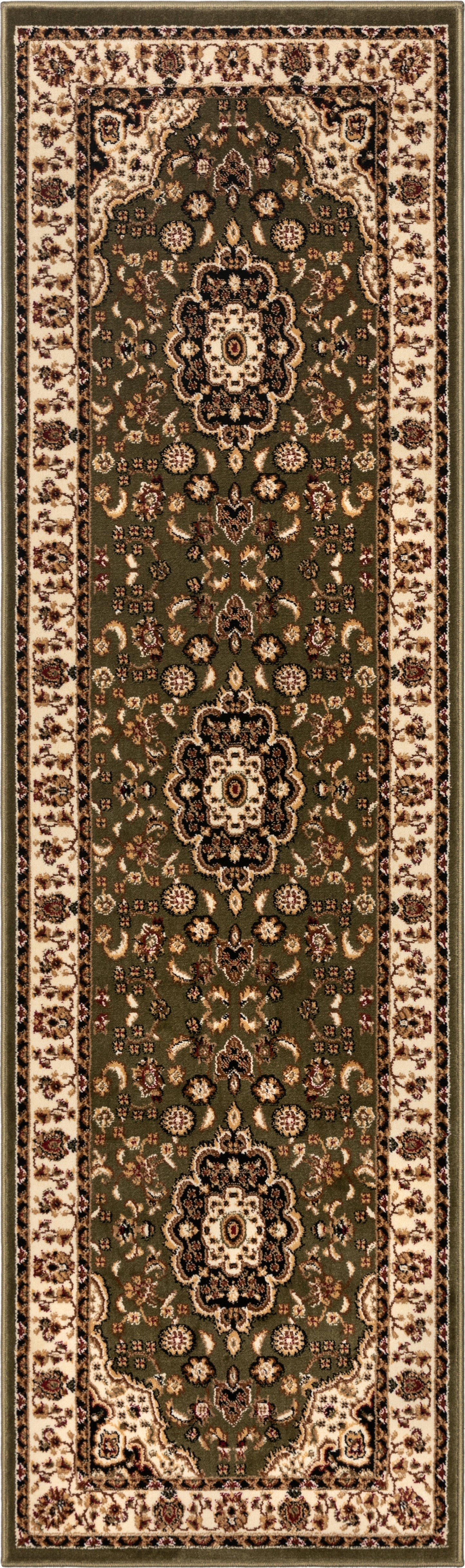 Medallion Kashan Green Traditional Rug 54105