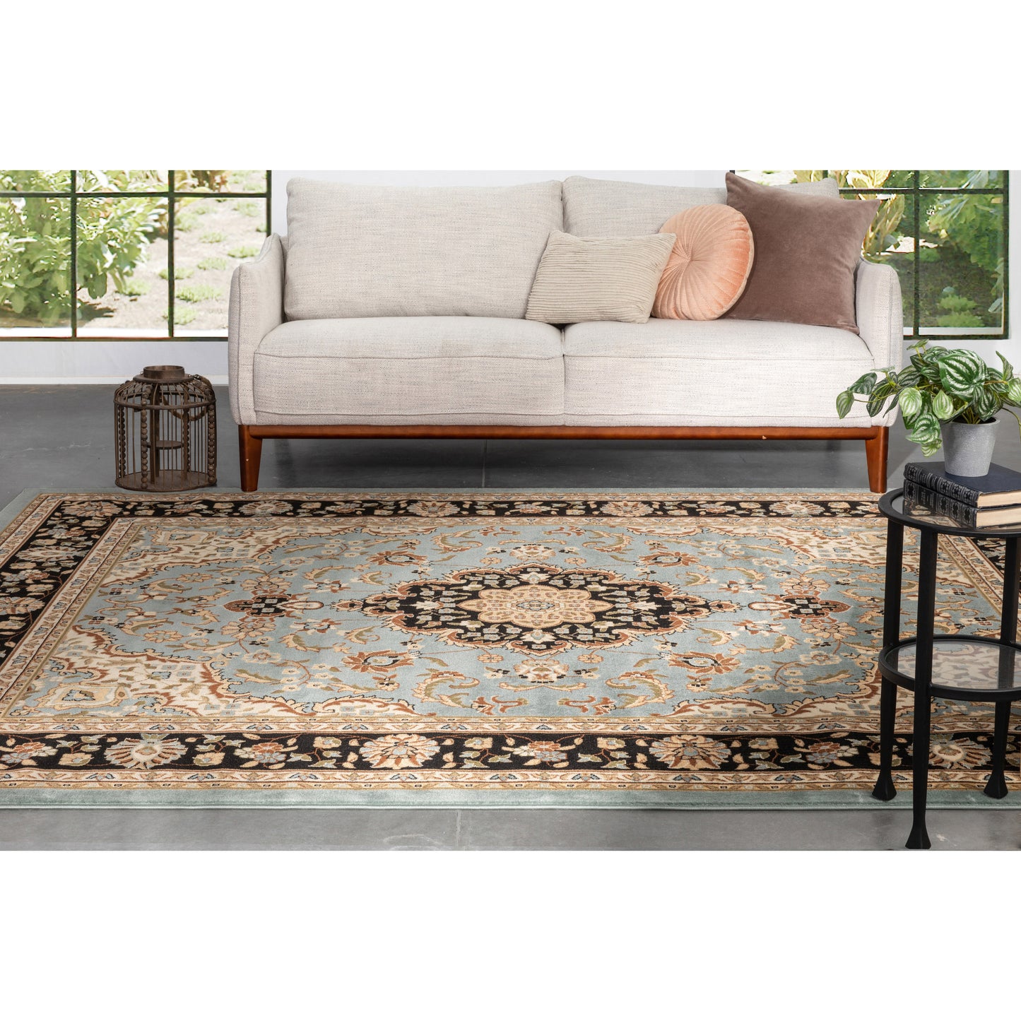 Medallion Kashan Light Blue Traditional Rug 54106