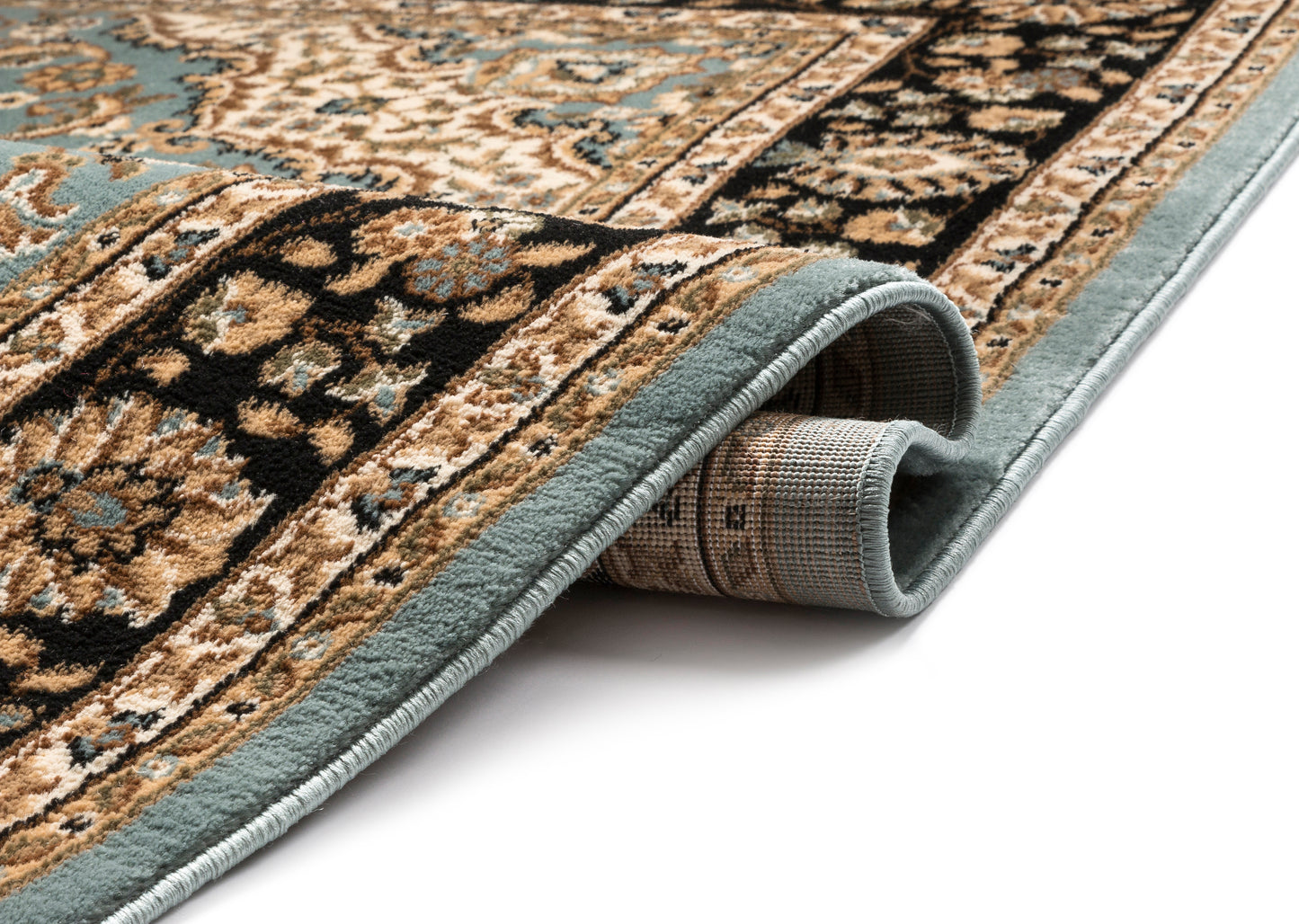 Medallion Kashan Light Blue Traditional Rug 54106
