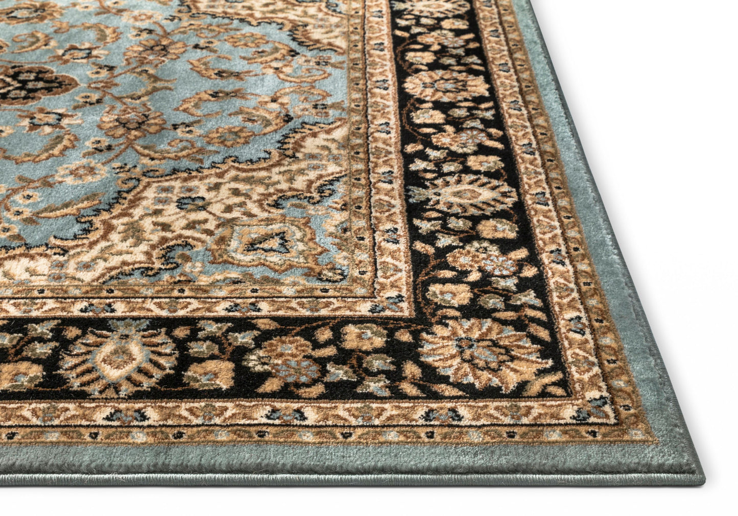 Medallion Kashan Light Blue Traditional Rug 54106