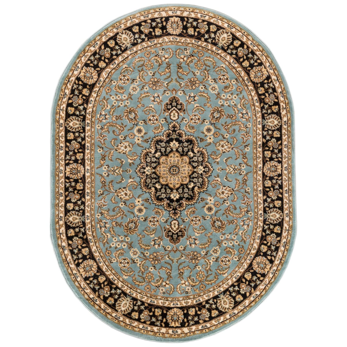 Medallion Kashan Light Blue Traditional Rug 54106