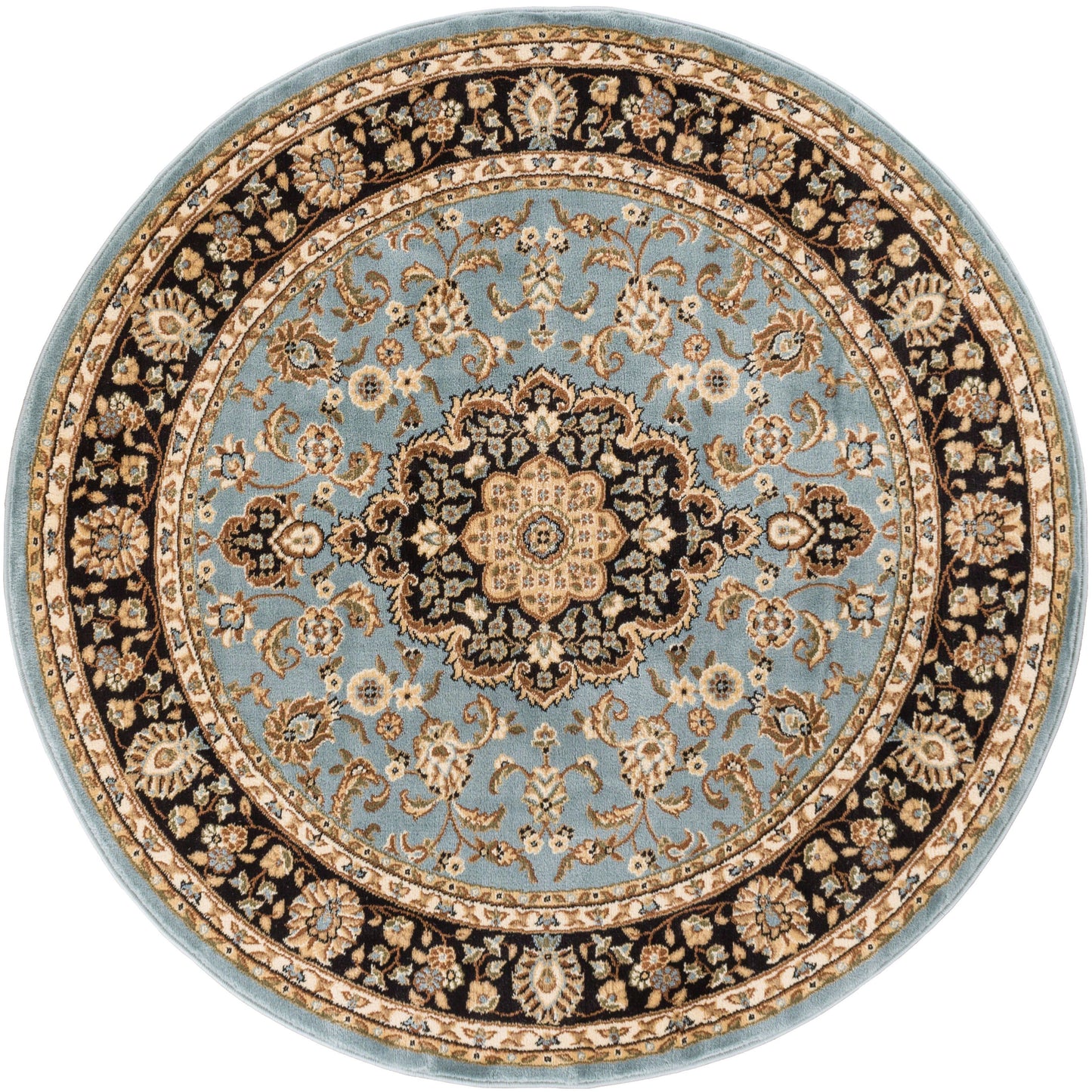 Medallion Kashan Light Blue Traditional Rug 54106