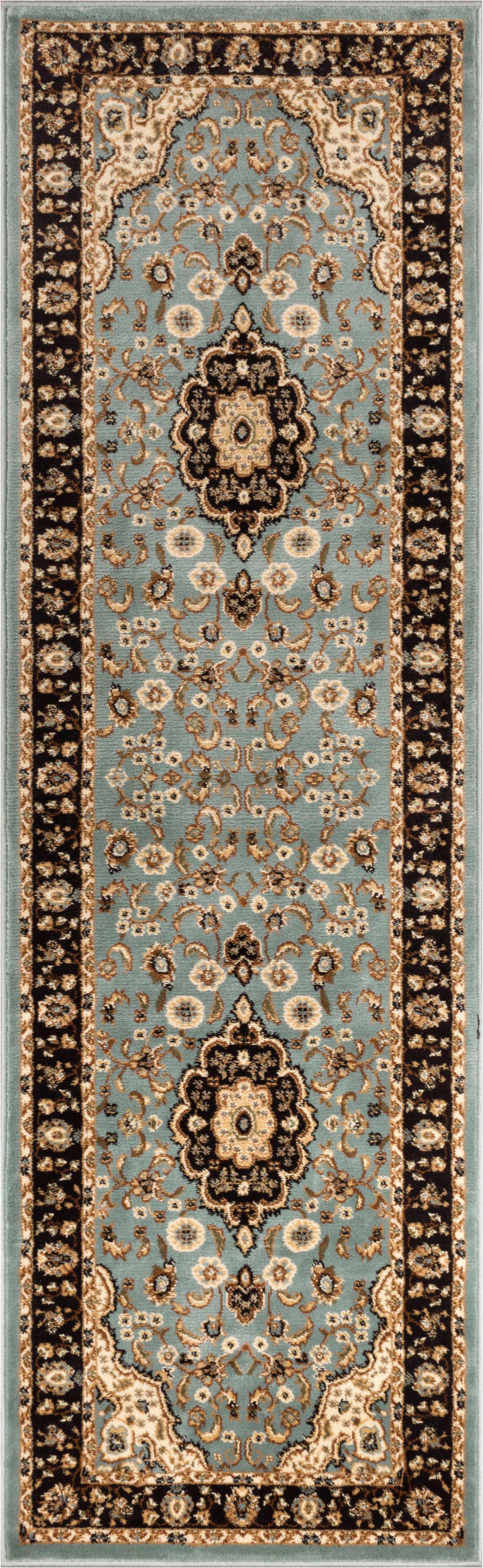 Medallion Kashan Light Blue Traditional Rug 54106