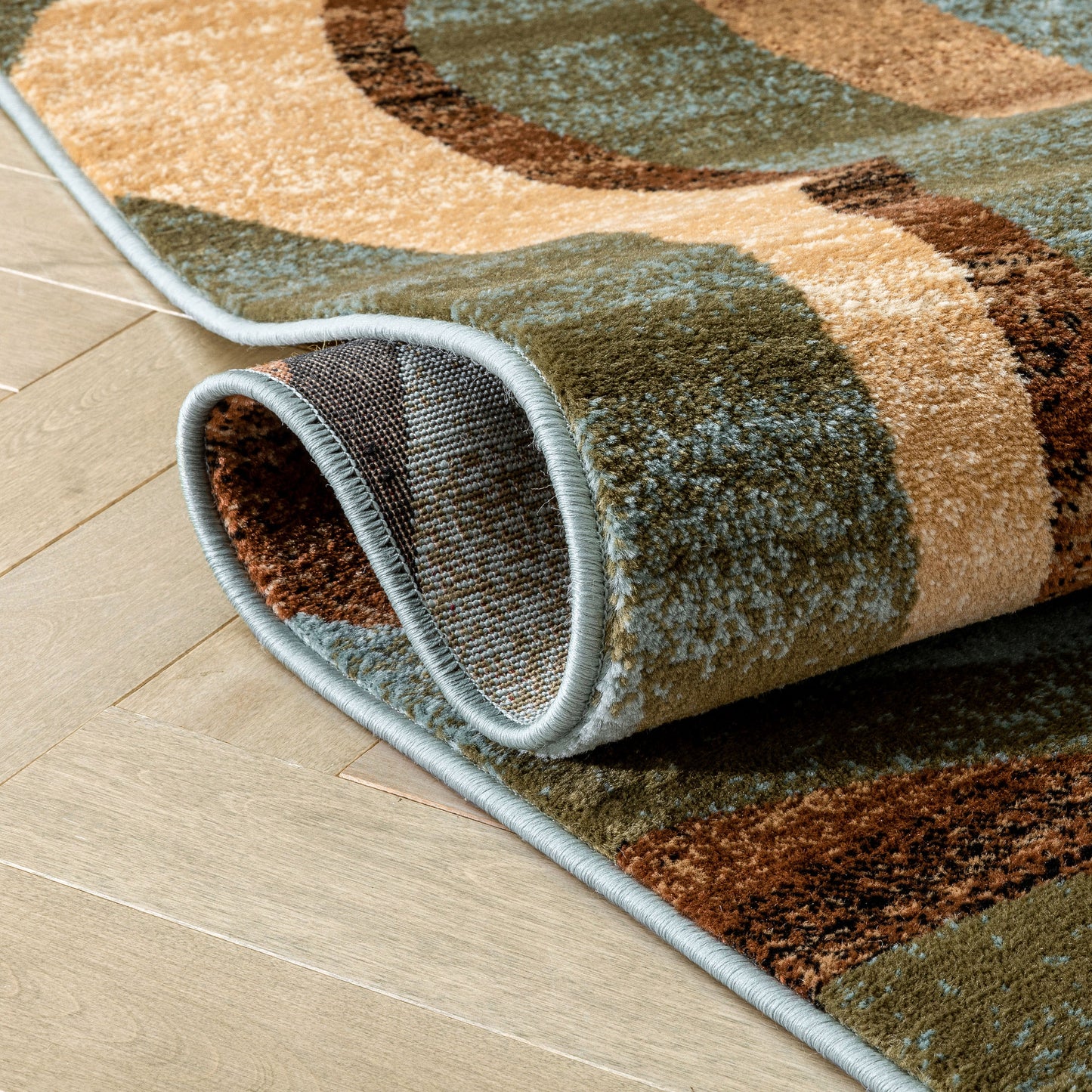 Nirvana Waves Multi Blue Modern Rug 54705