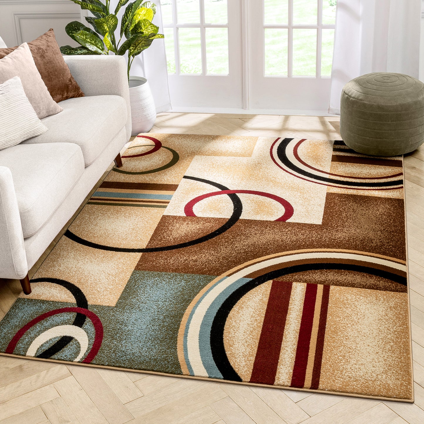 Arcs & Shapes Ivory Modern Rug 54782