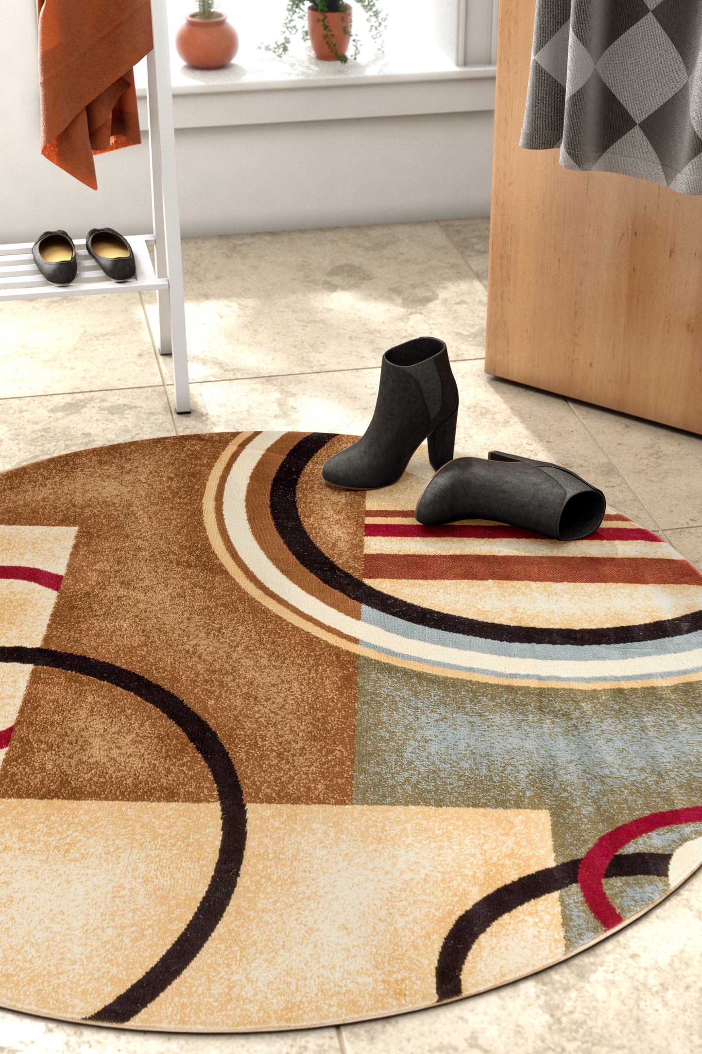 Arcs & Shapes Ivory Modern Rug 54782