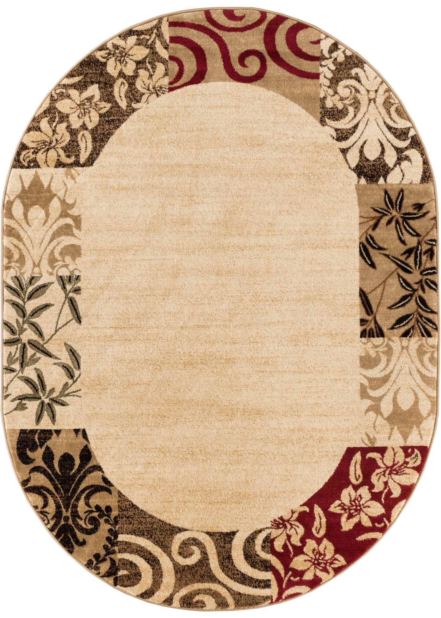 Vane Willow Damask Beige Transitional Rug 54822