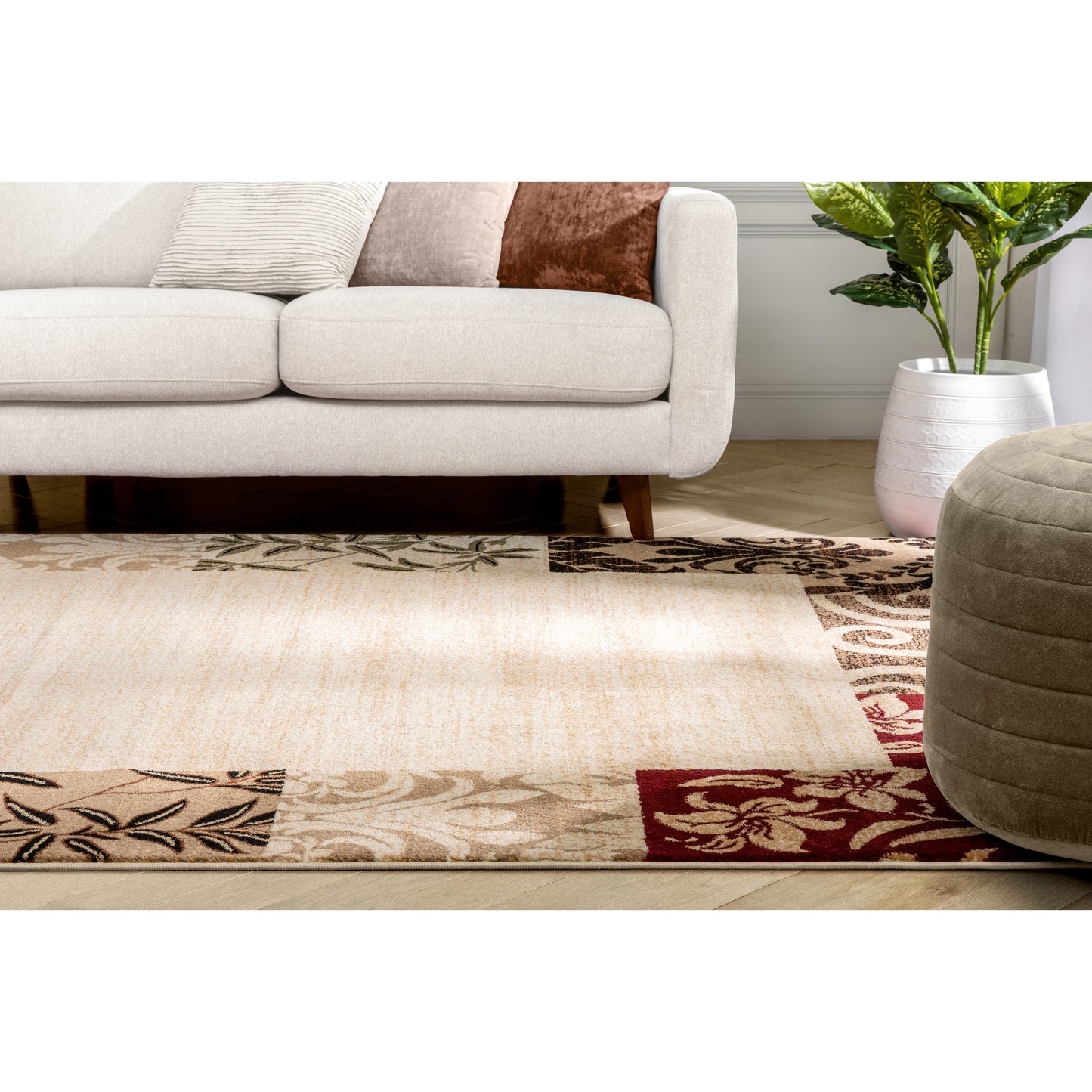 Vane Willow Damask Beige Transitional Rug 54822
