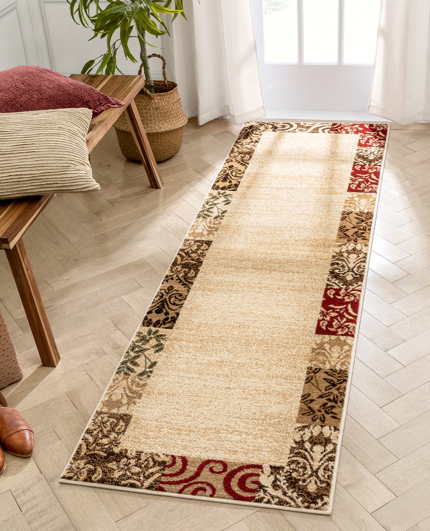 Vane Willow Damask Beige Transitional Rug 54822