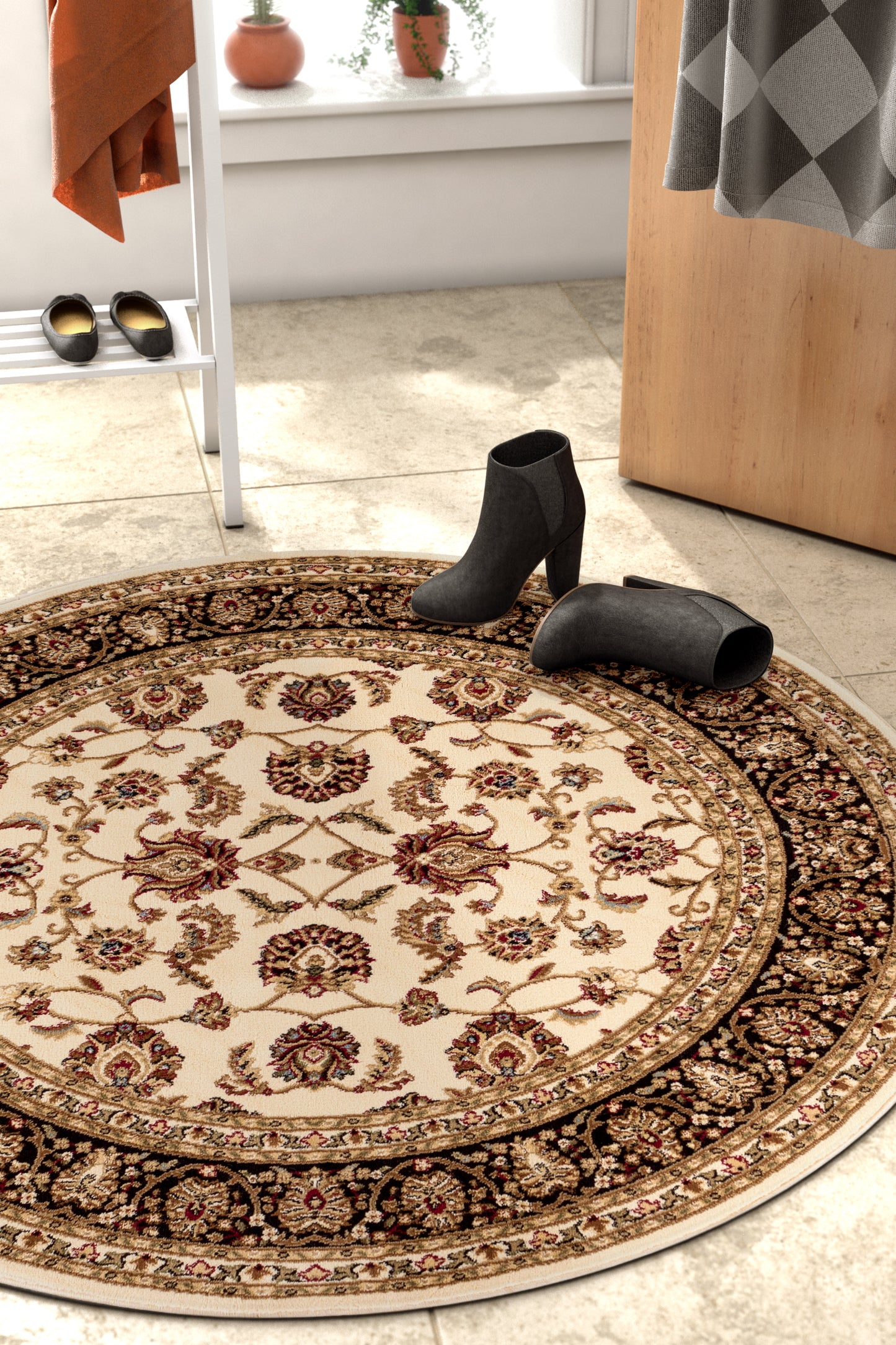 Sarouk Ivory Traditional Rug 54932