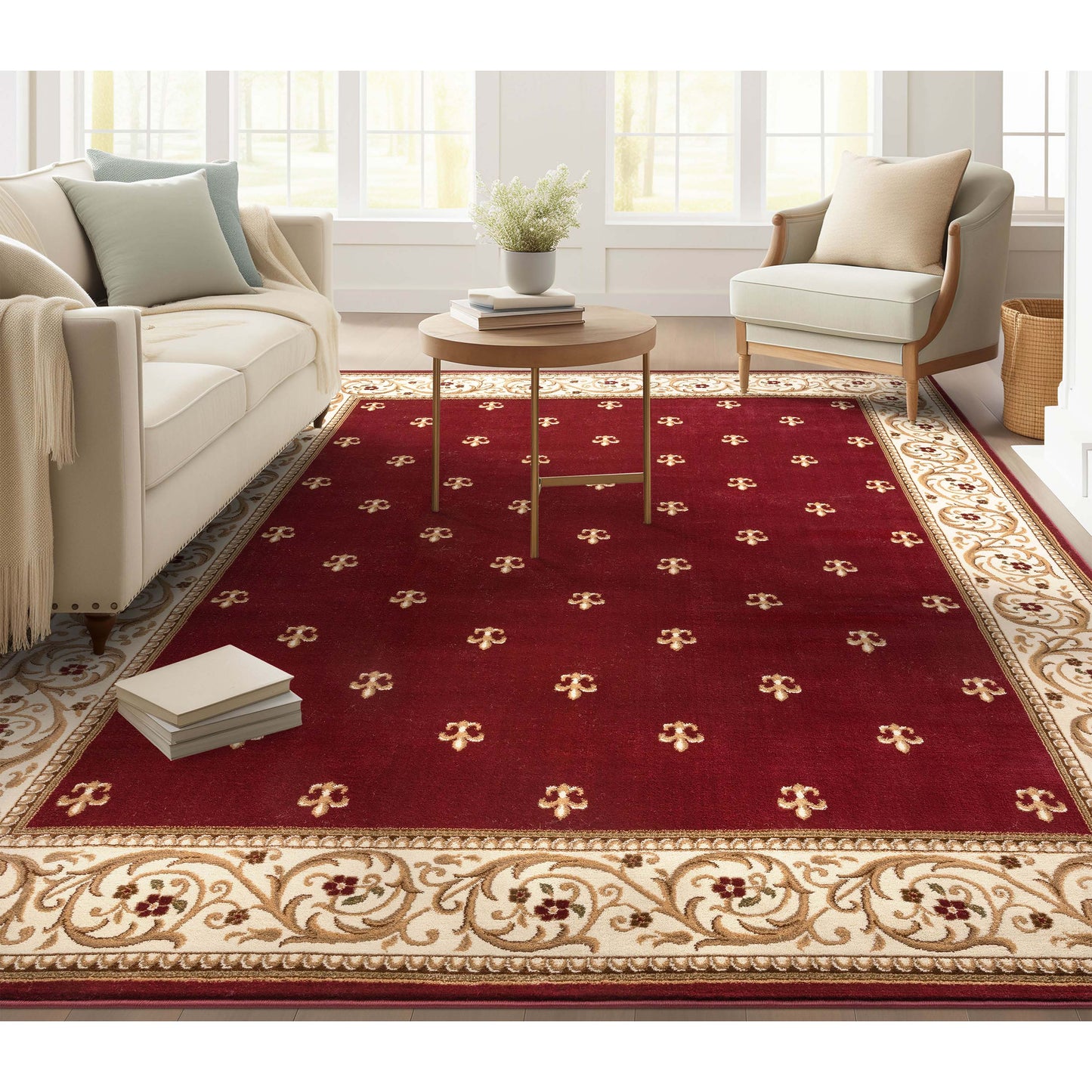 Barclay Fleur De Lis Red Rug 55000