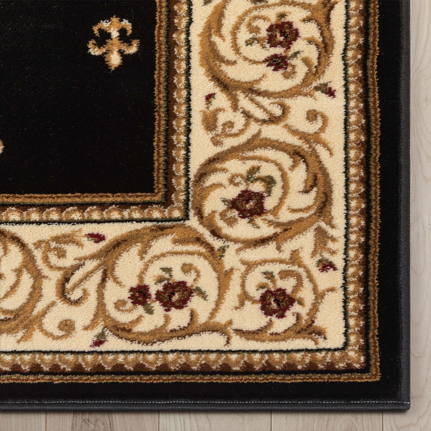 Barclay Fleur De Lis Black Rug 55003