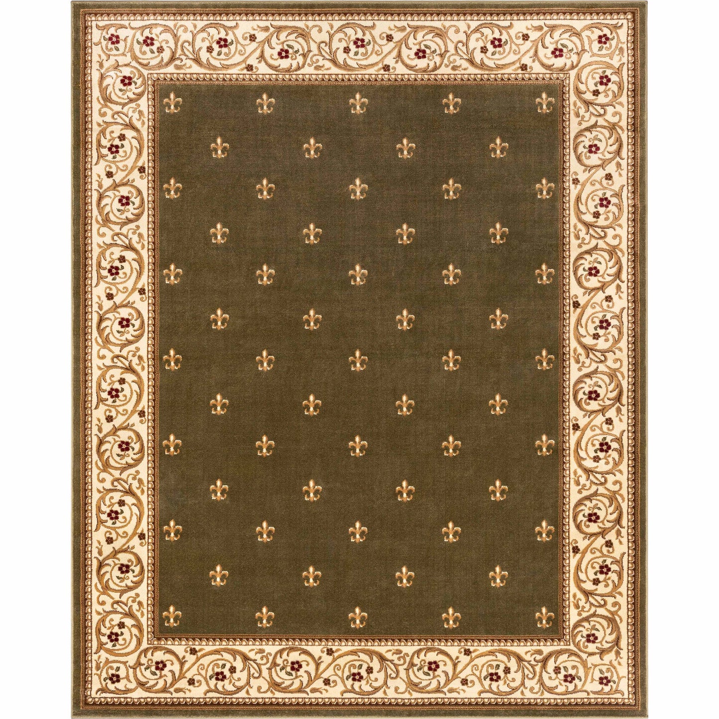 Barclay Fleur De Lis Green Rug 55005