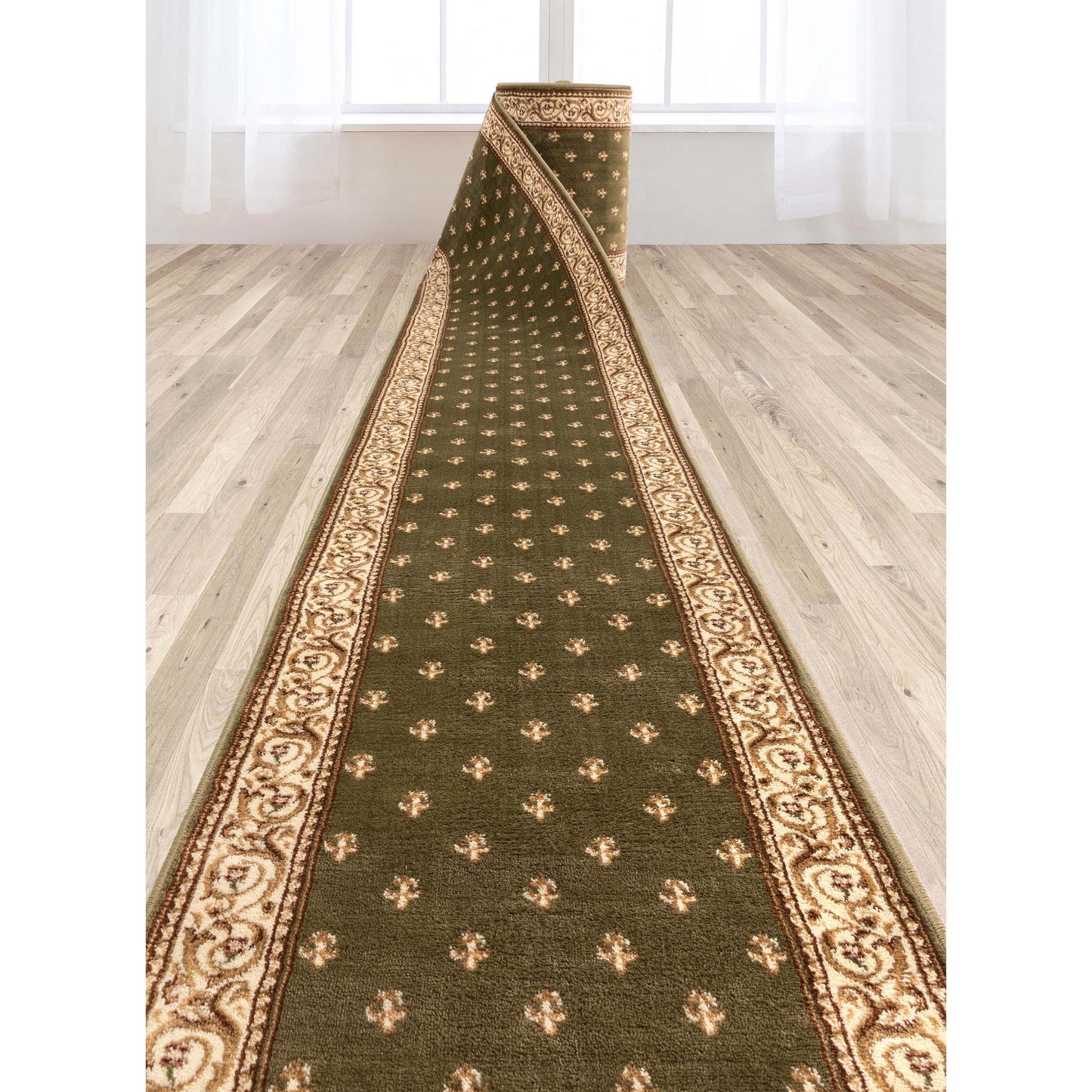 Barclay Fleur De Lis Green Roll 55005