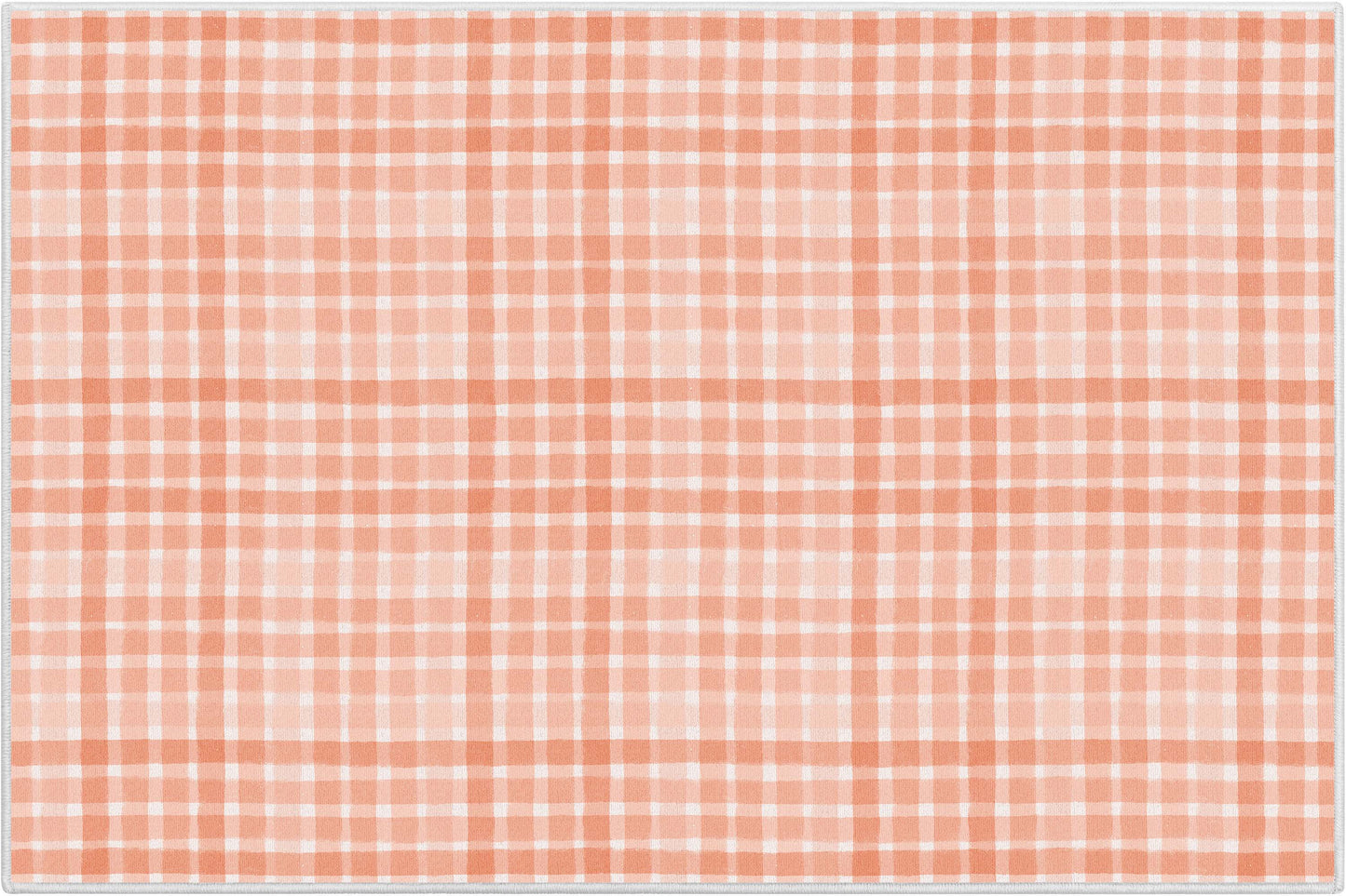 Crayola Solid Plaid Coral Rug CRA-18A