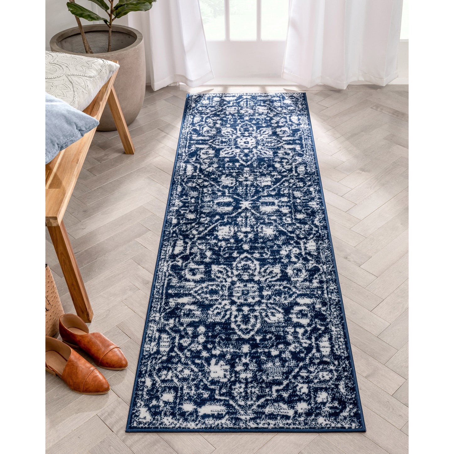 Disa Vintage Medallion Dark Blue Soft Rug DZ-04