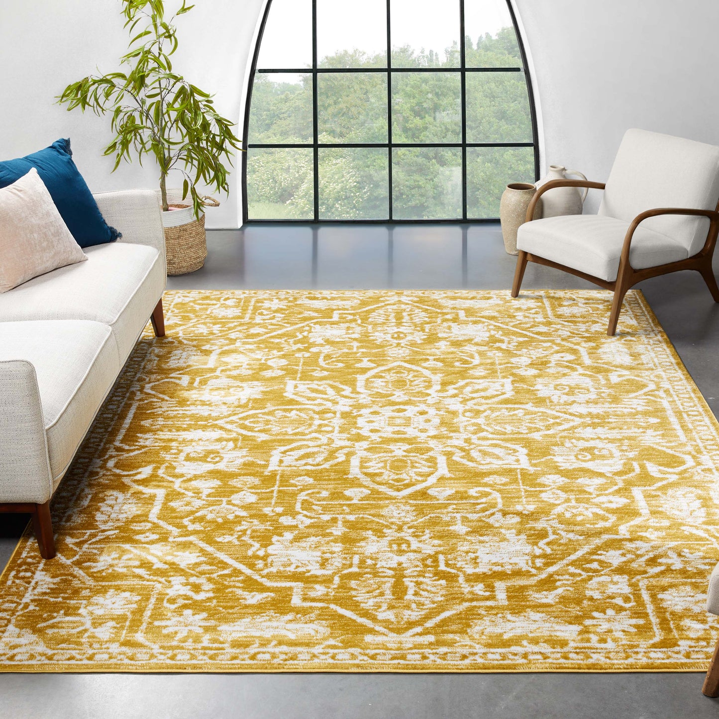 Disa Vintage Medallion Gold Soft Rug DZ-08