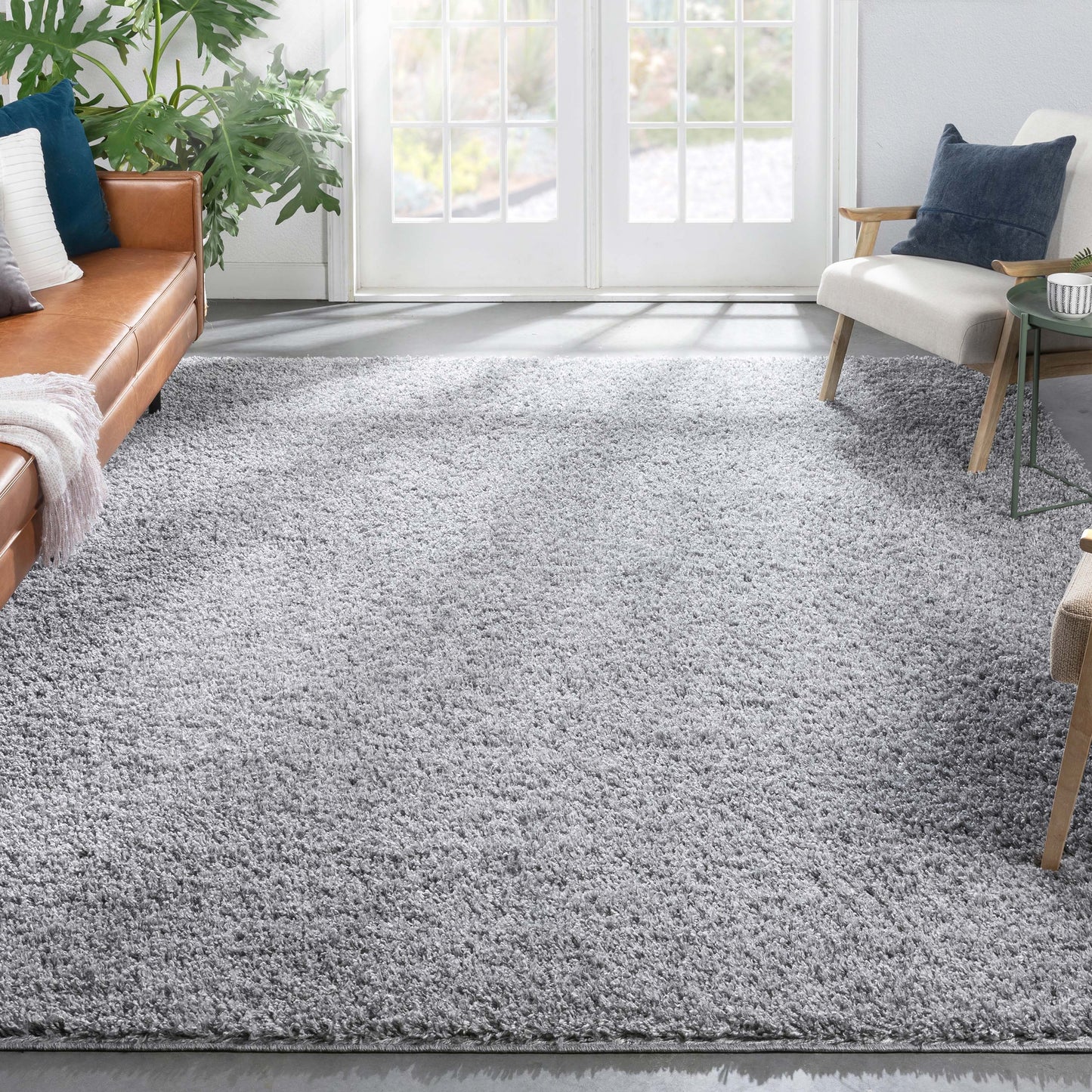 Emerson Modern Solid Grey Textured Shag Rug ELL-27