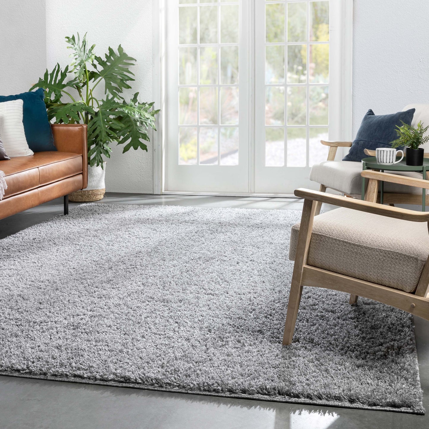 Emerson Modern Solid Grey Textured Shag Rug ELL-27