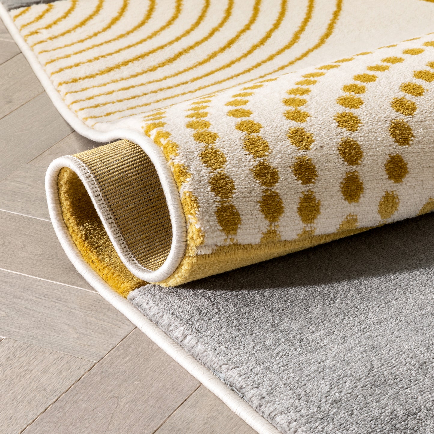 Margot Gold Modern Geometric Boxes Lines 3D Textured Rug GV-01