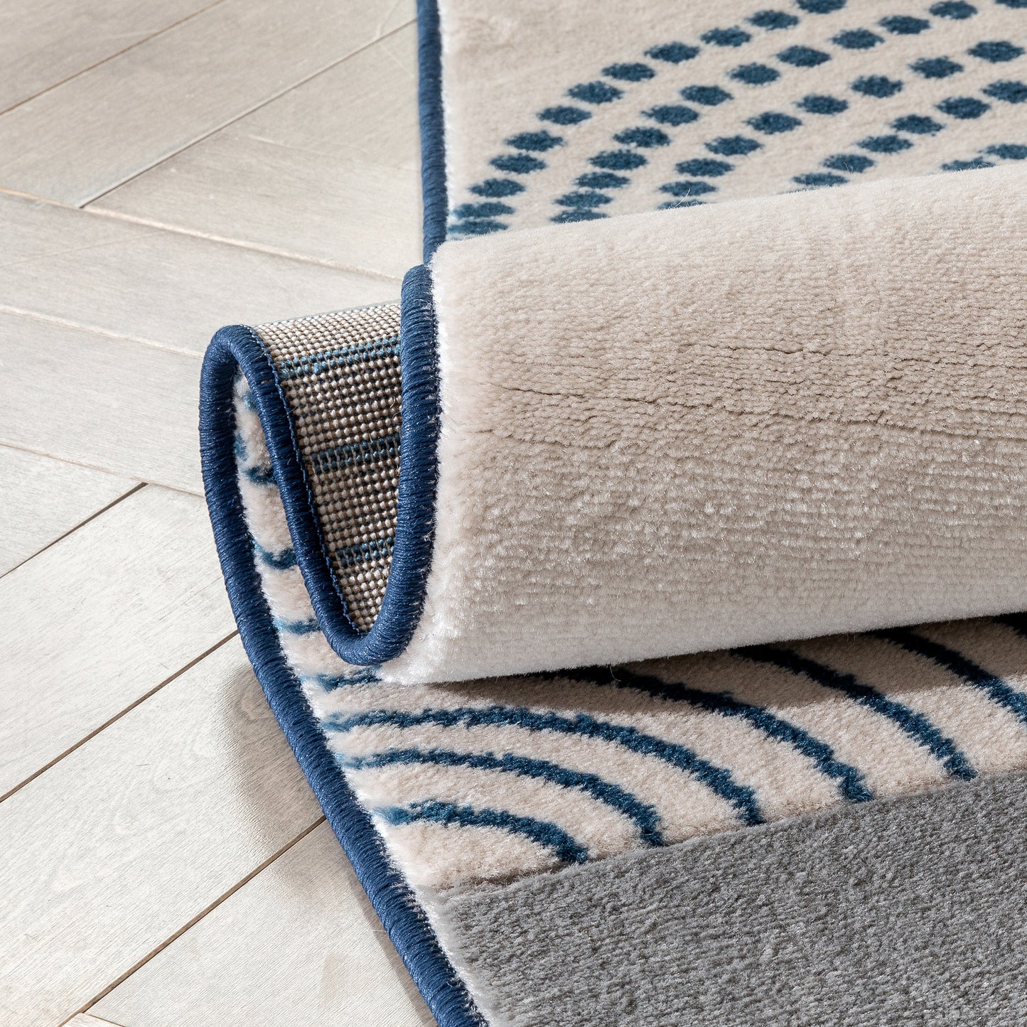 Margot Blue Modern Geometric Boxes Lines 3D Textured Rug GV-04