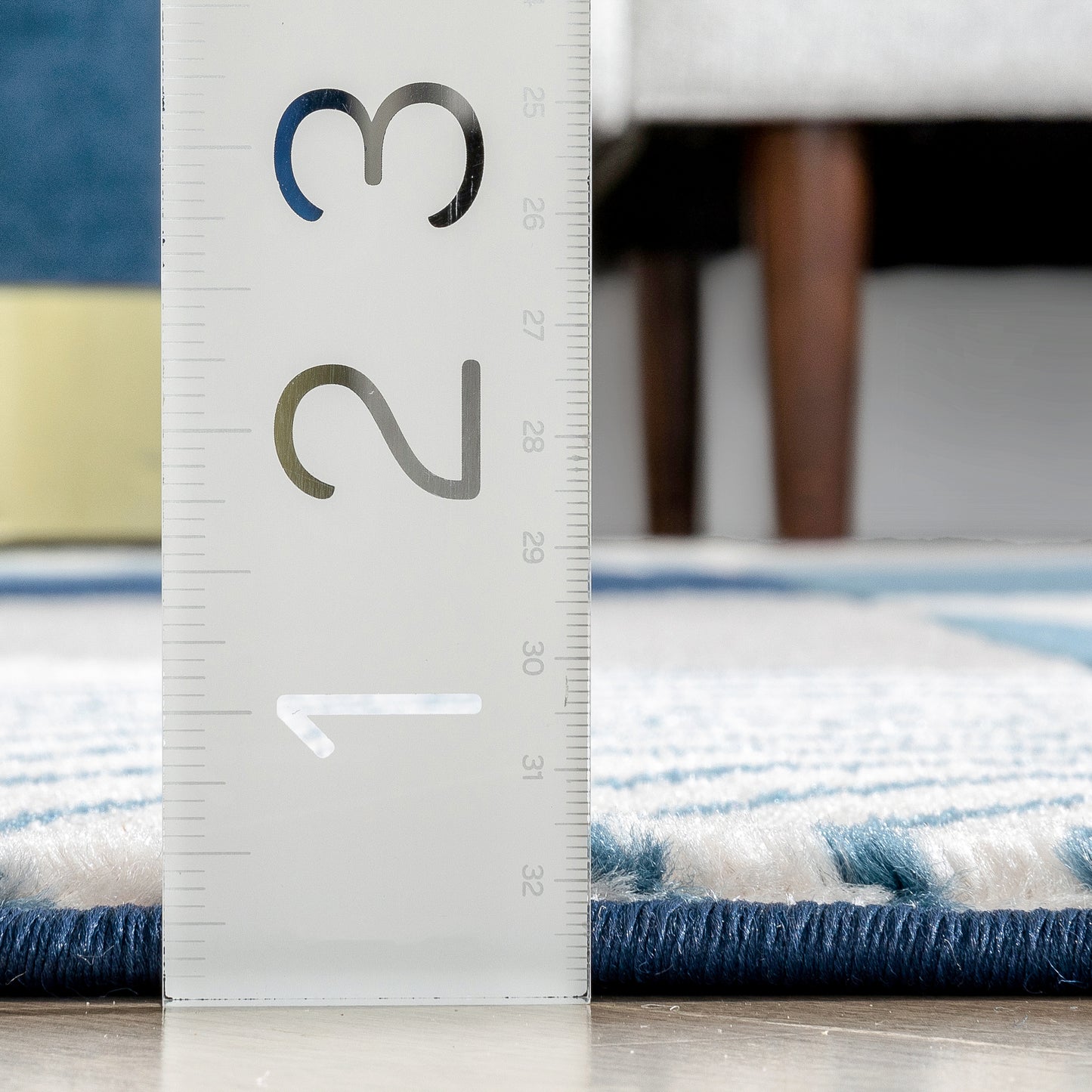 Margot Blue Modern Geometric Boxes Lines 3D Textured Rug GV-04