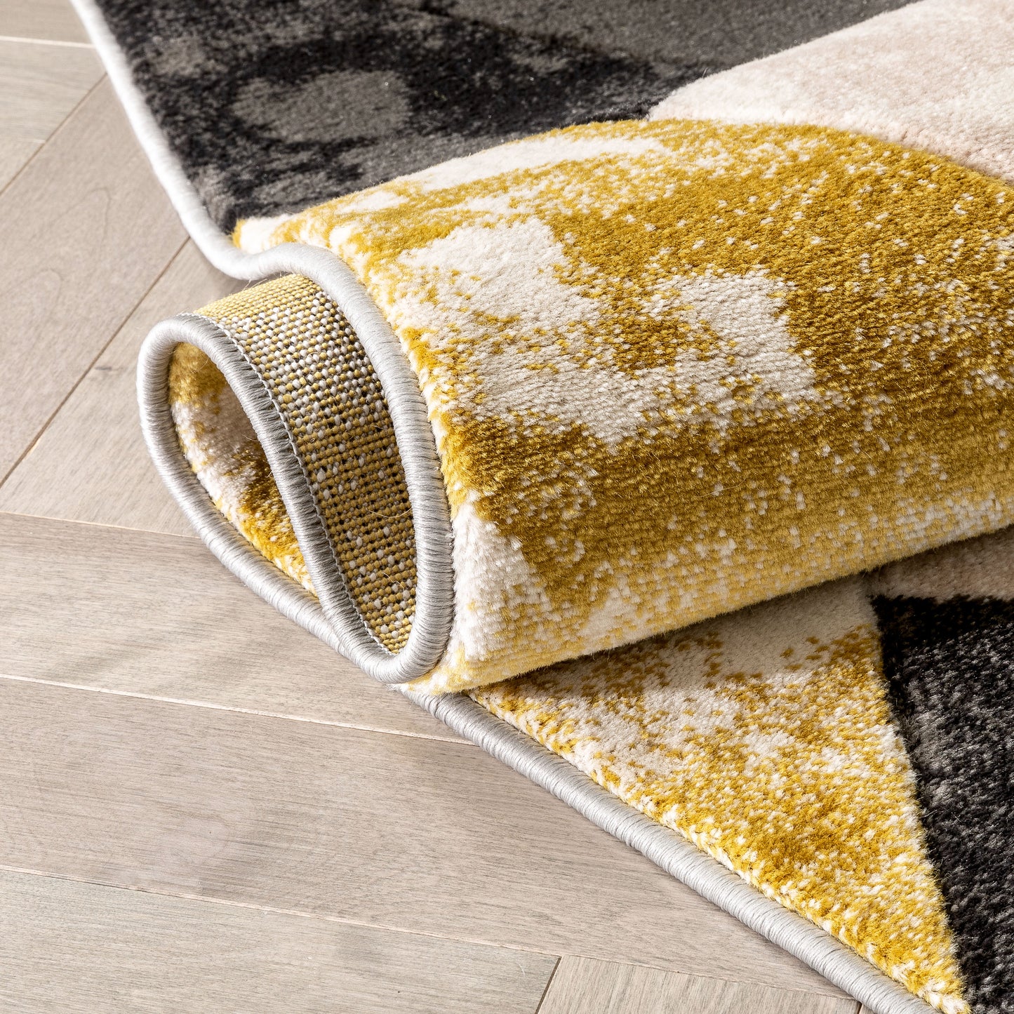 Rosa Gold Modern Geometric 3D Textured Rug GV-101