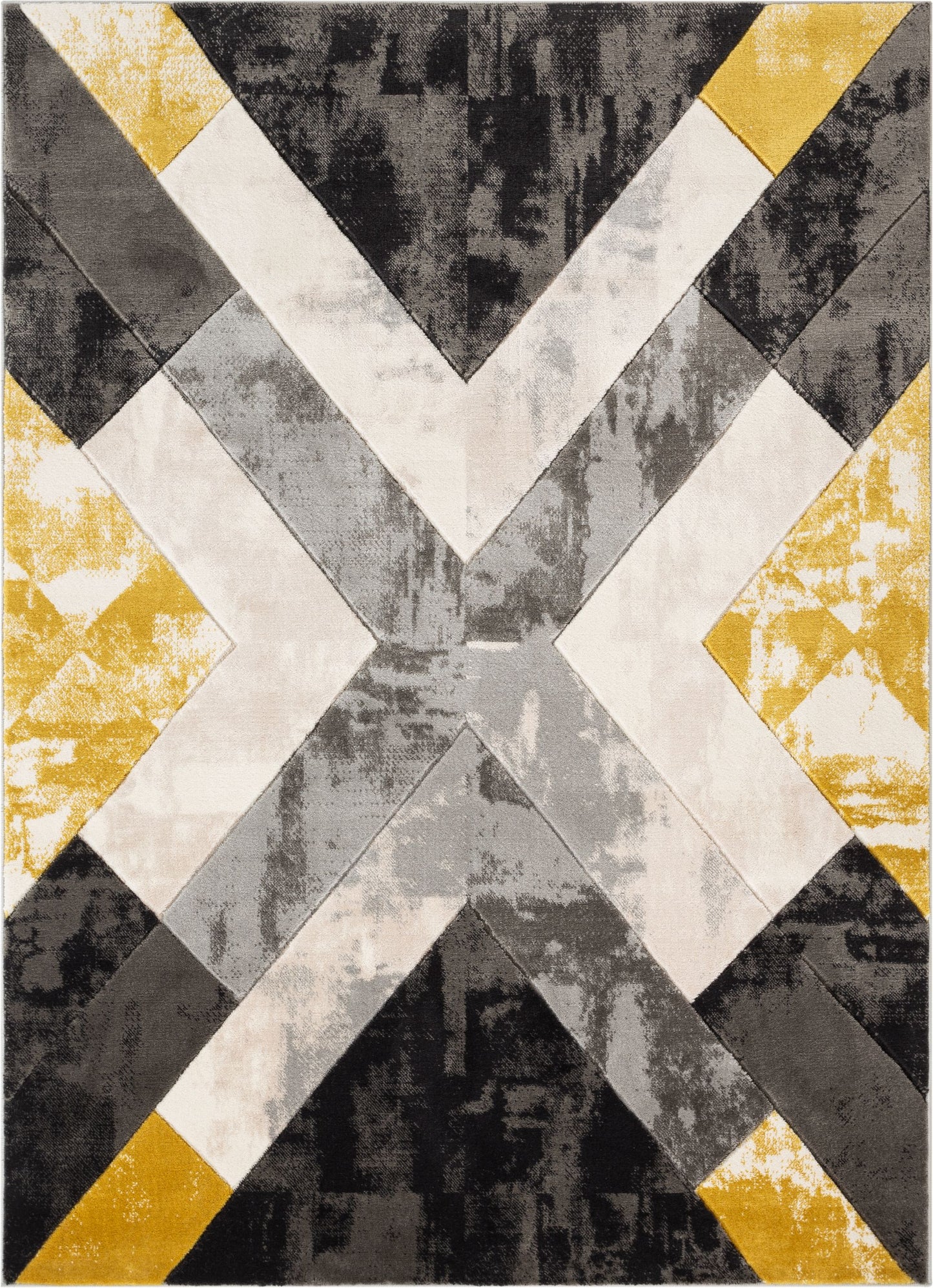 Rosa Gold Modern Geometric 3D Textured Rug GV-101
