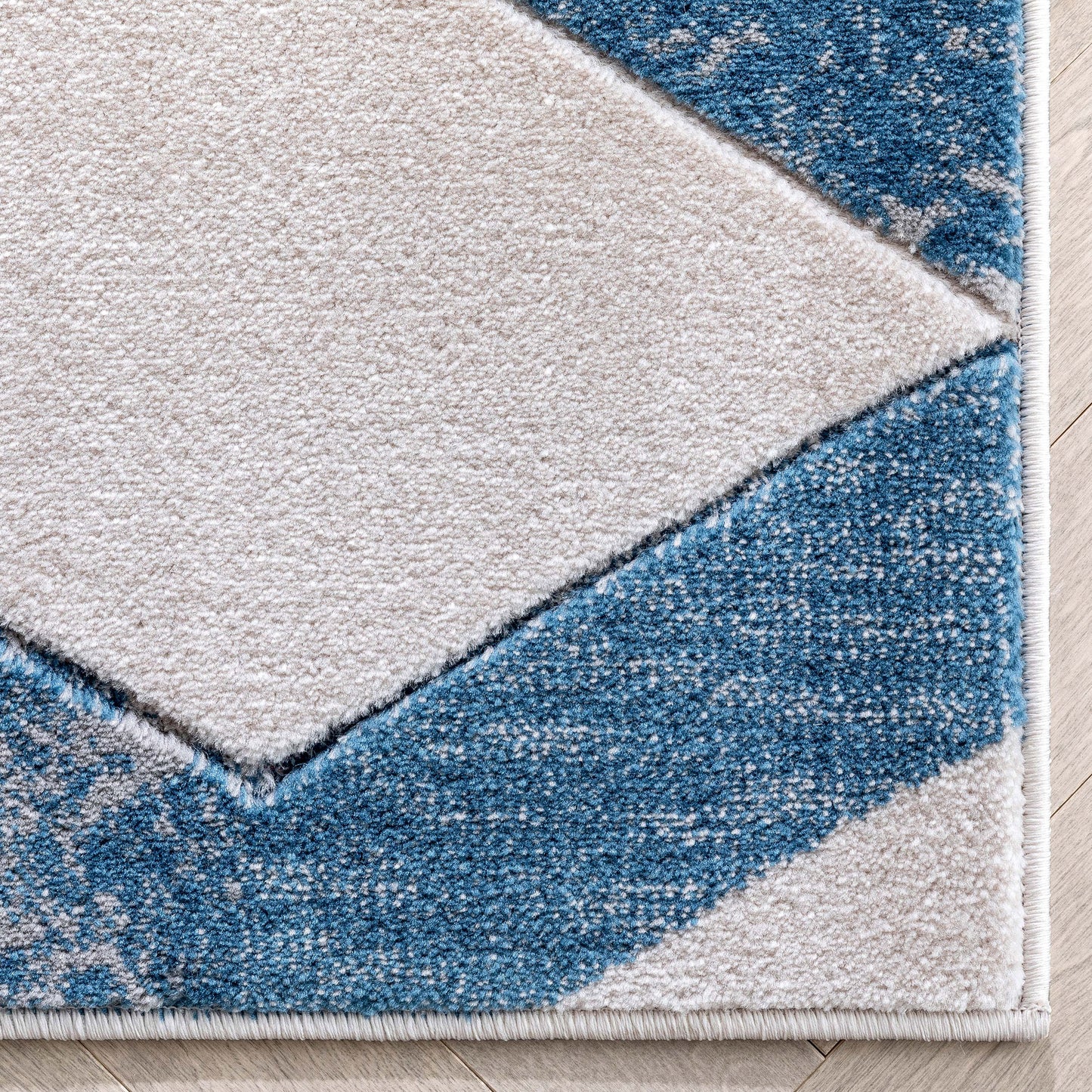 Millie Blue Modern Zigzag Geometric 3D Textured Rug GV-14